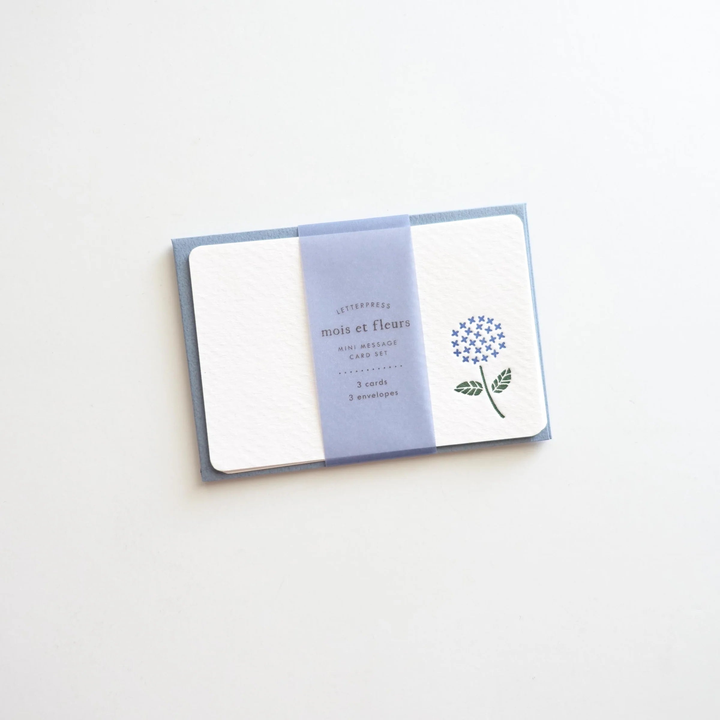 Letterpress Floral Mini Card Set / Hydrangea