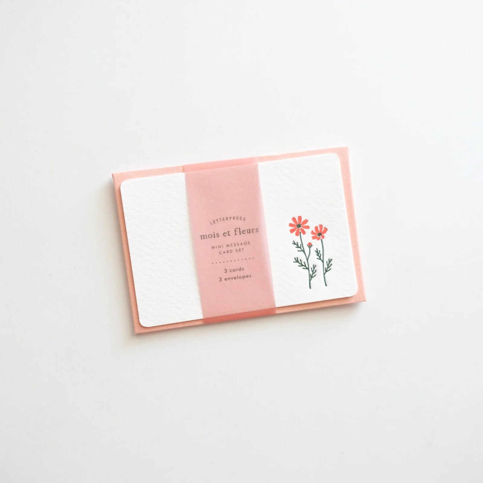 Letterpress Floral Mini Card Set / Cosmos