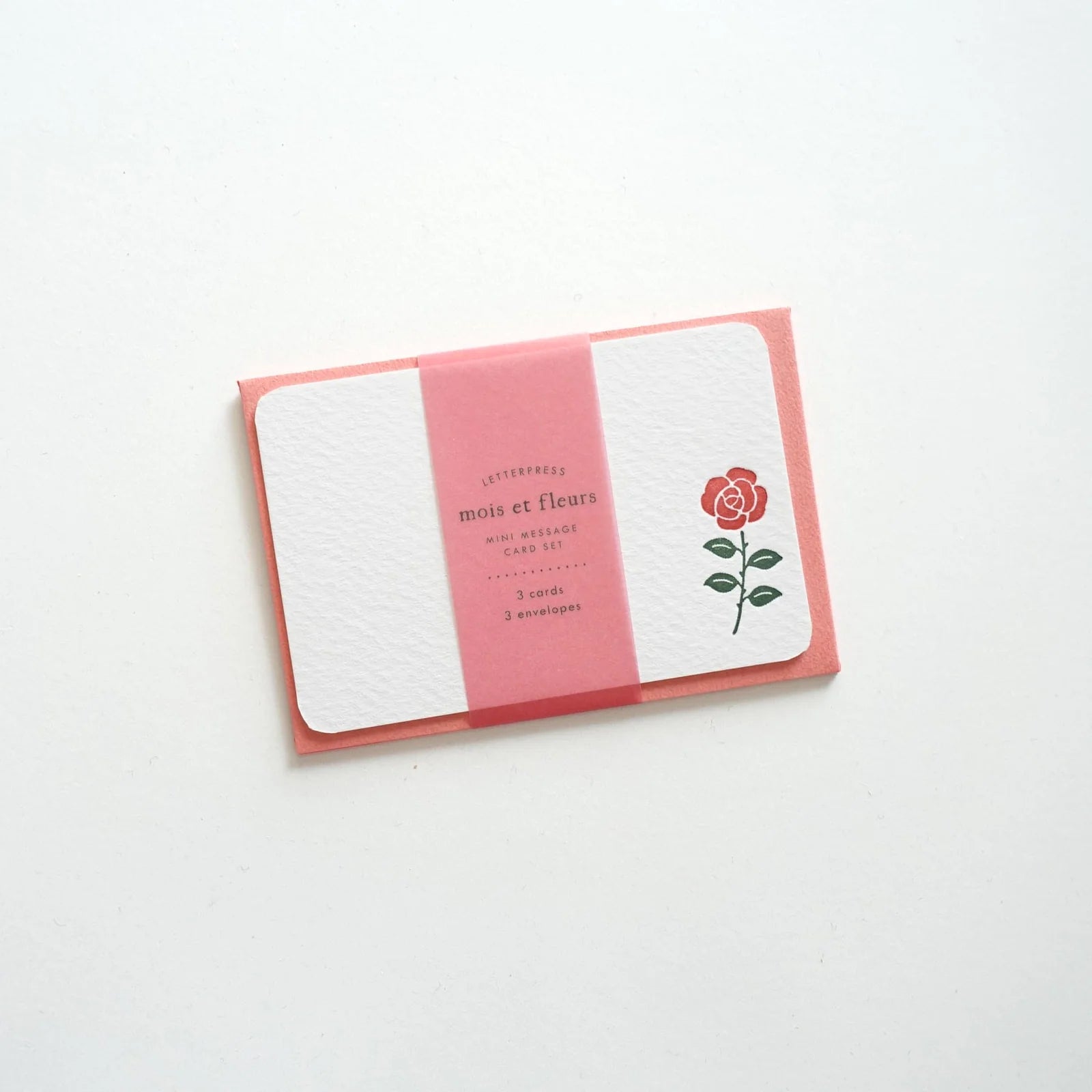 Letterpress Floral Mini Card Set / Rose