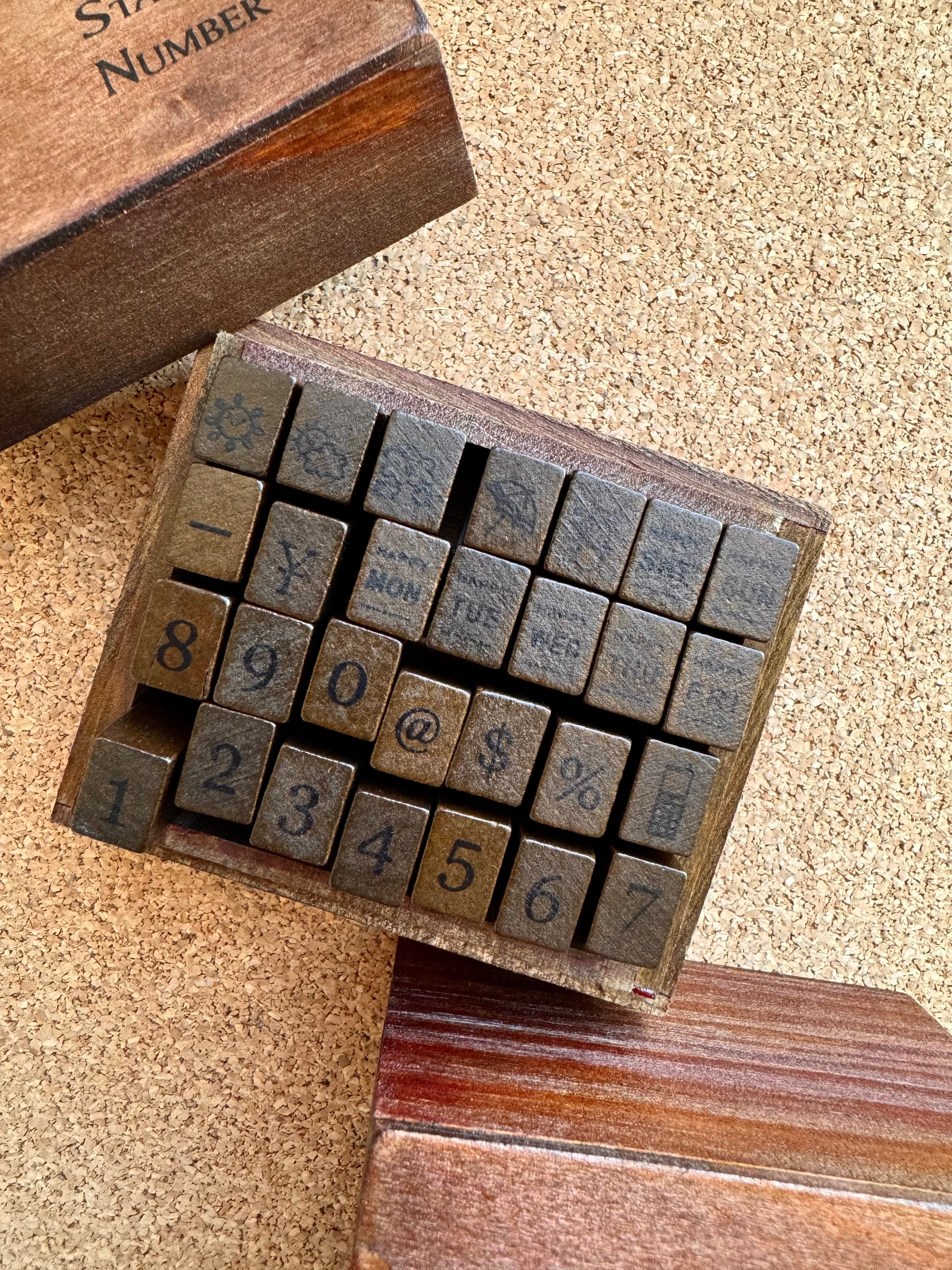 typewriter numbers stamp set