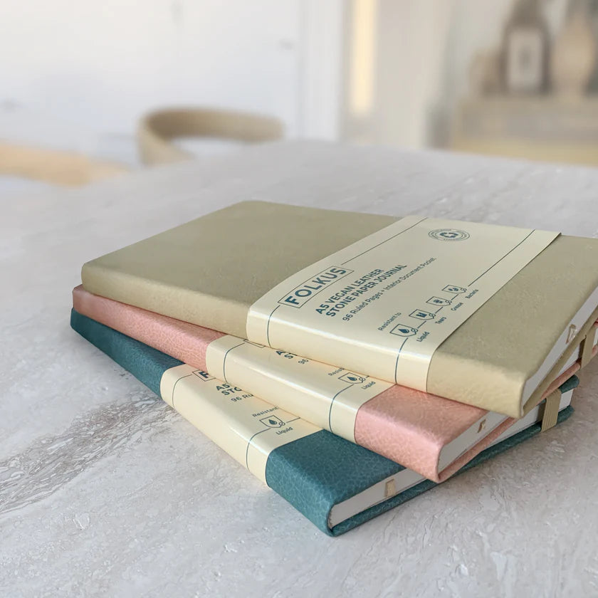 Pink Stone Paper Journal / Vegan Leather
