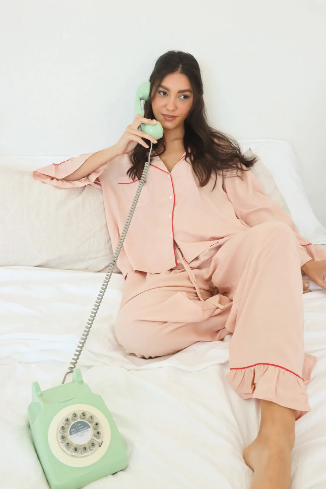 Bamboo Pajama Set / Soft Pink & Red
