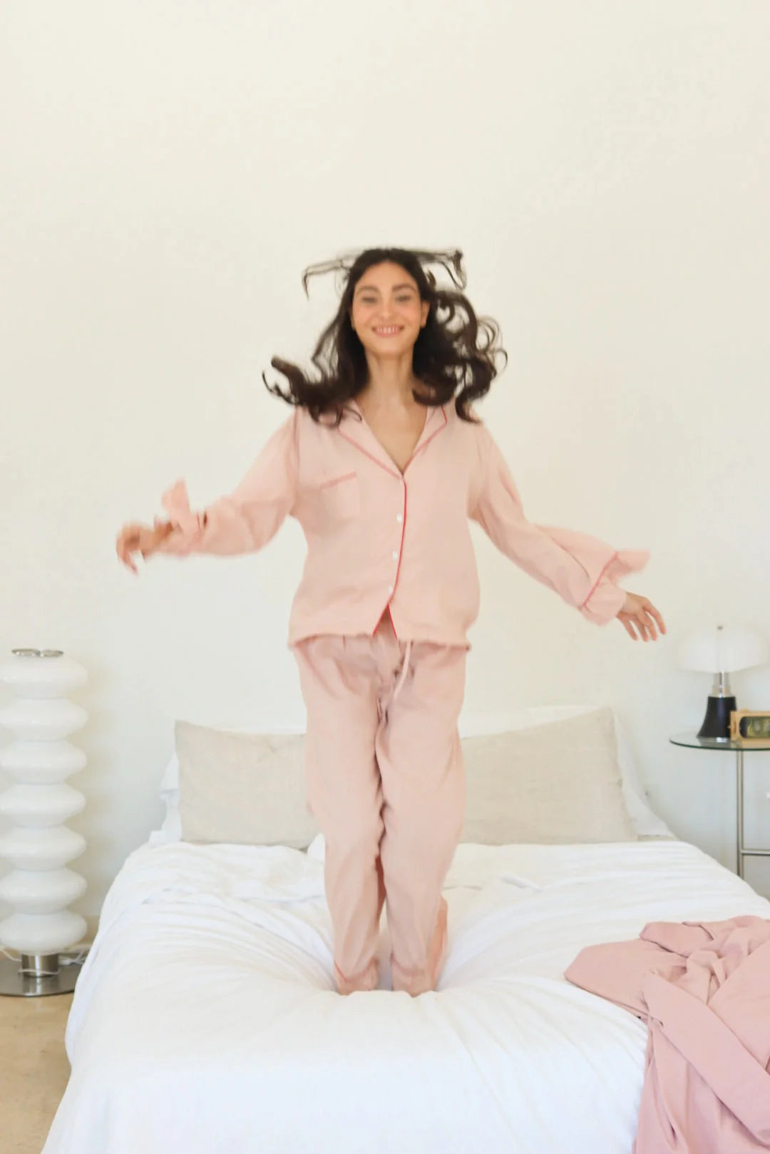 Bamboo Pajama Set / Soft Pink & Red
