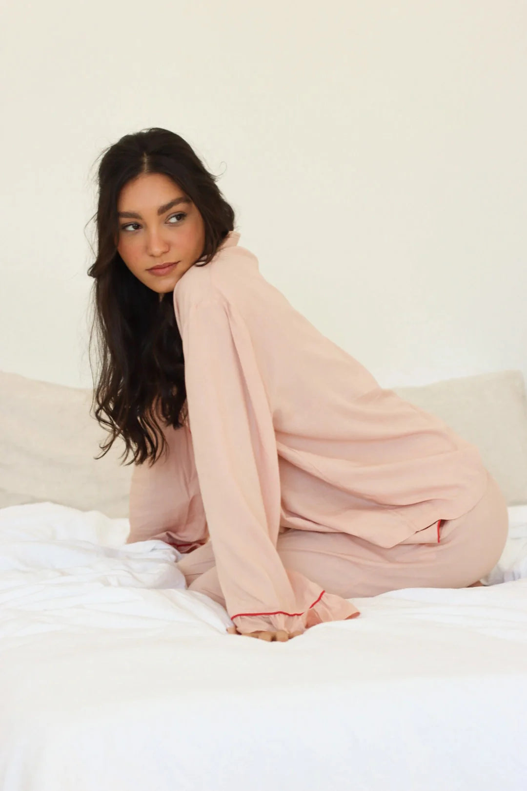 Bamboo Pajama Set / Soft Pink & Red