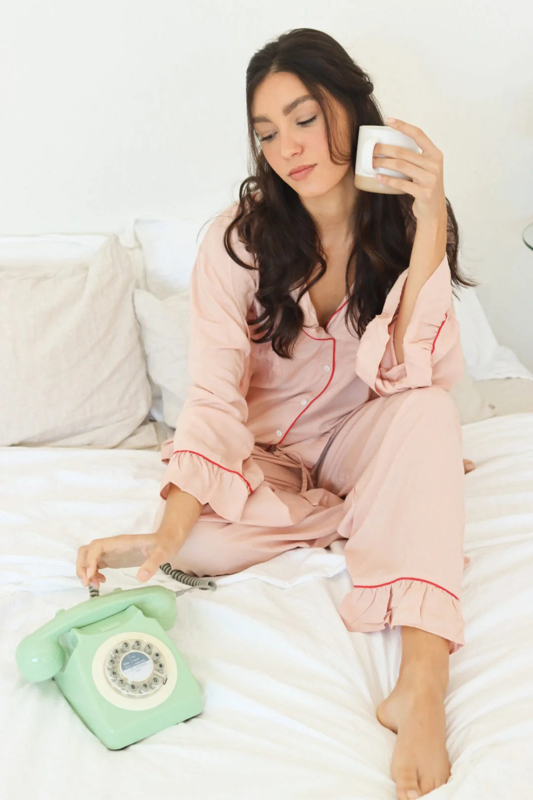 Bamboo Pajama Set / Soft Pink & Red