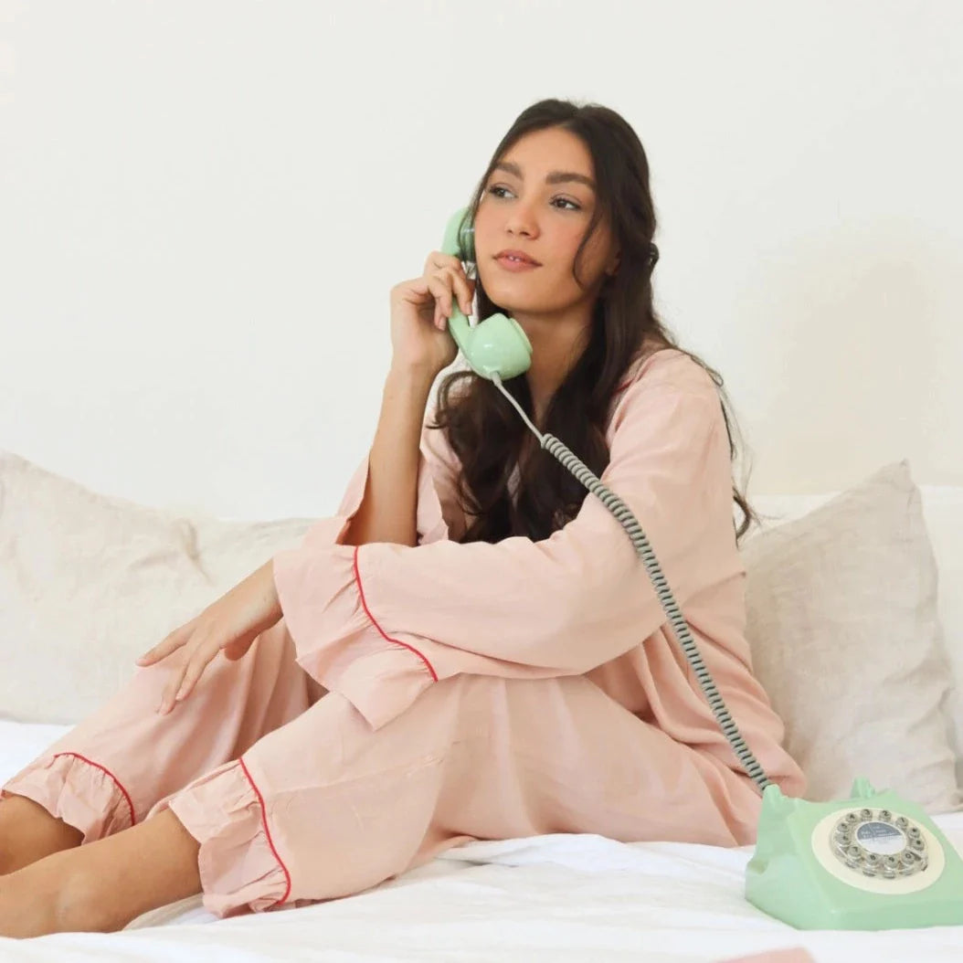 Bamboo Pajama Set / Soft Pink & Red