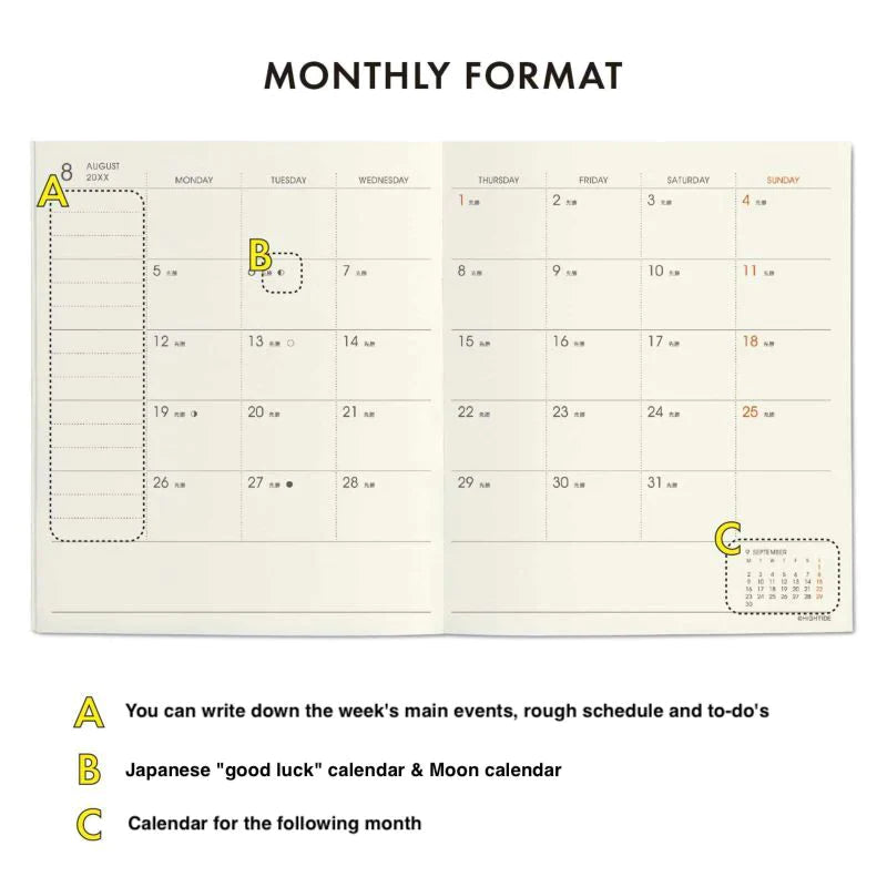 Houma Diary 2024 Monthly Planner / Gray