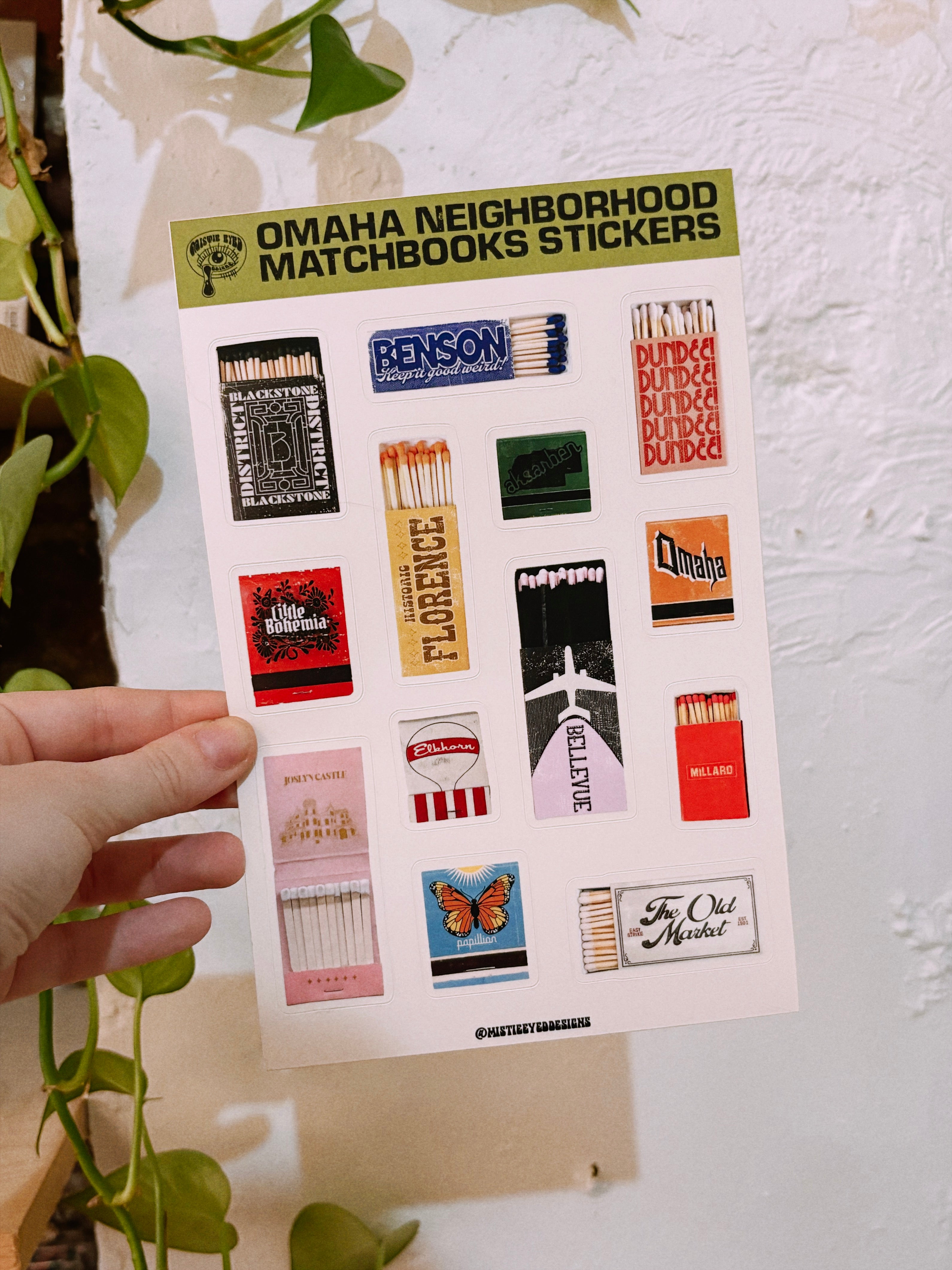 Omaha Neighborhood Matchbooks Sticker Sheet