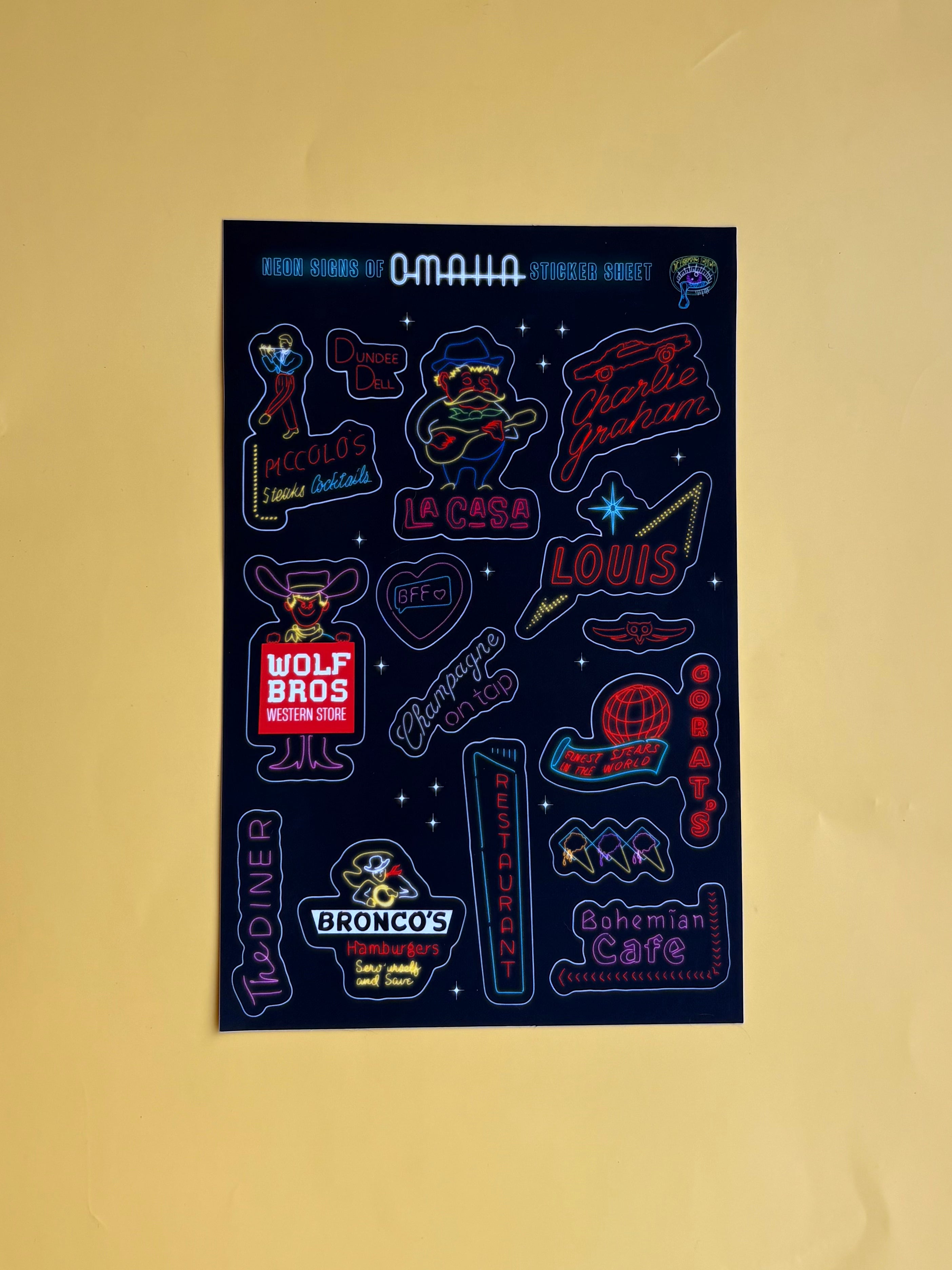 Neon Signs of Omaha Sticker Sheet