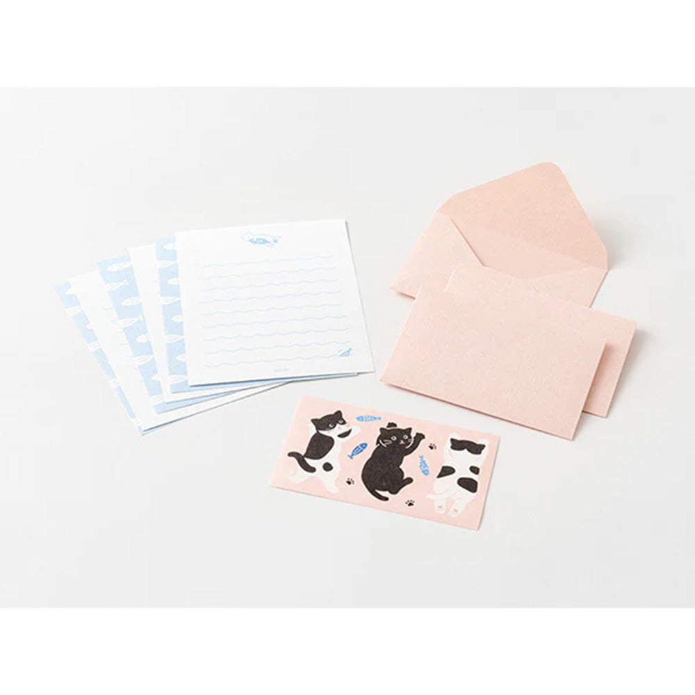 Midori Mini Letter Set with Stickers / Hungry Cat