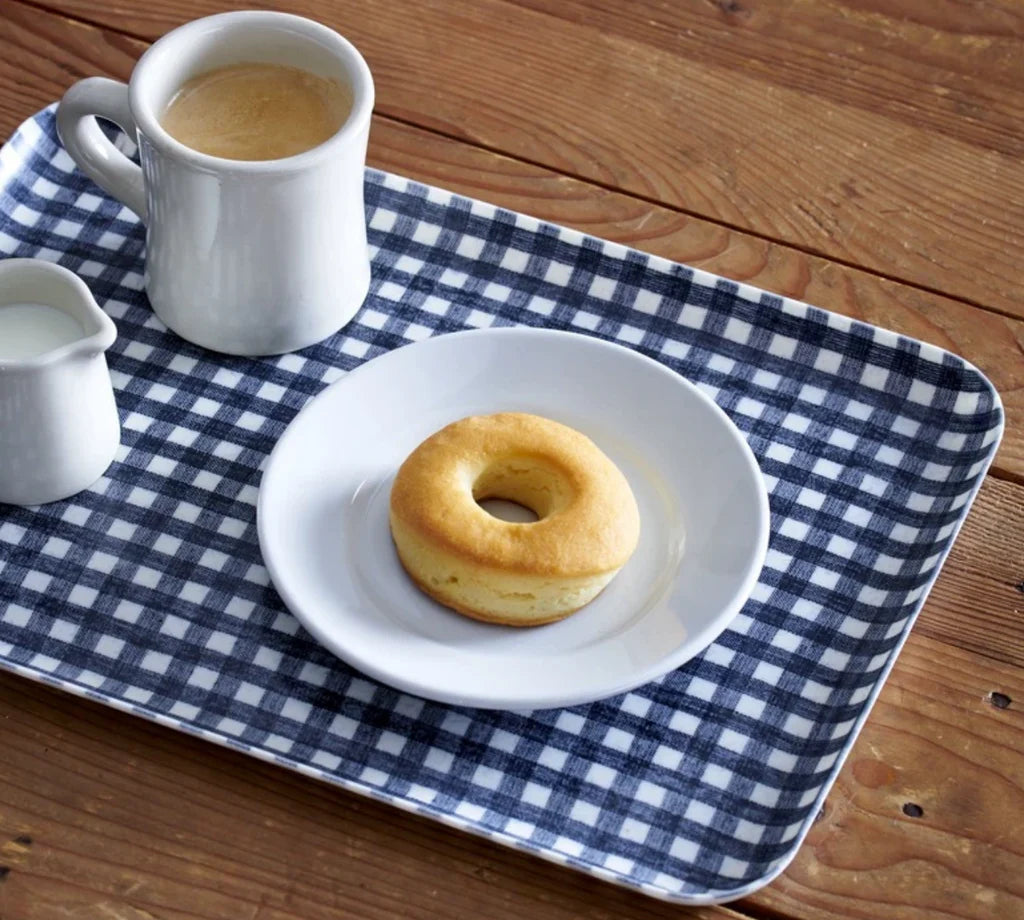 Large Linen Tray / Navy and White Check