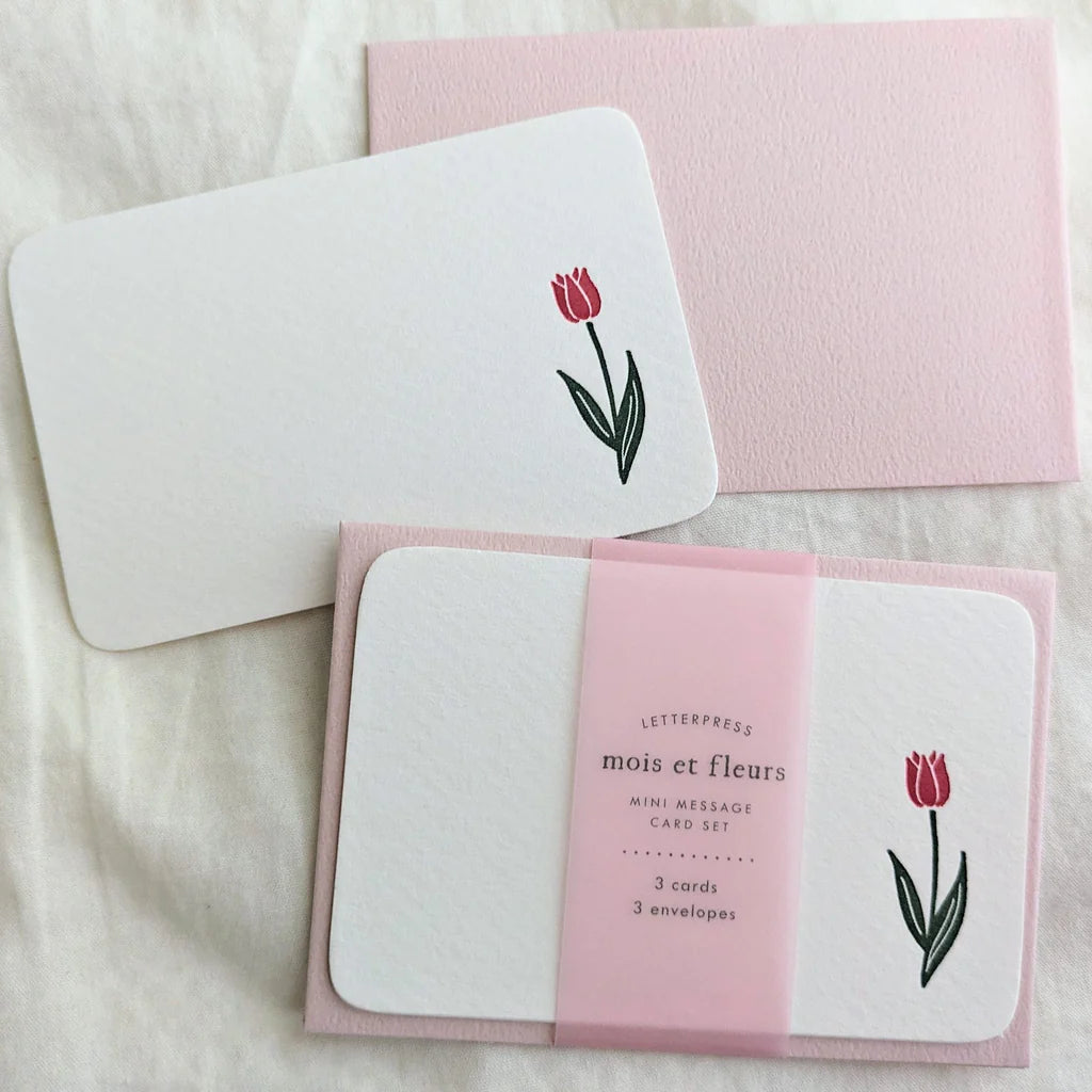 Letterpress Floral Mini Card Set / Tulip