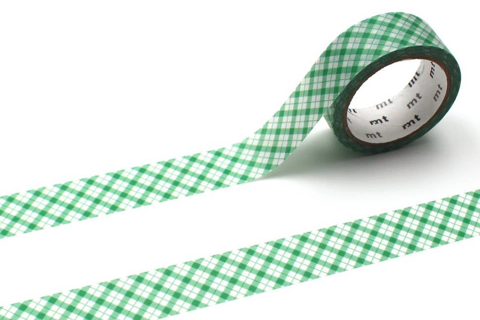 MT Washi Tape / Overlapped Fine Gingham Green
