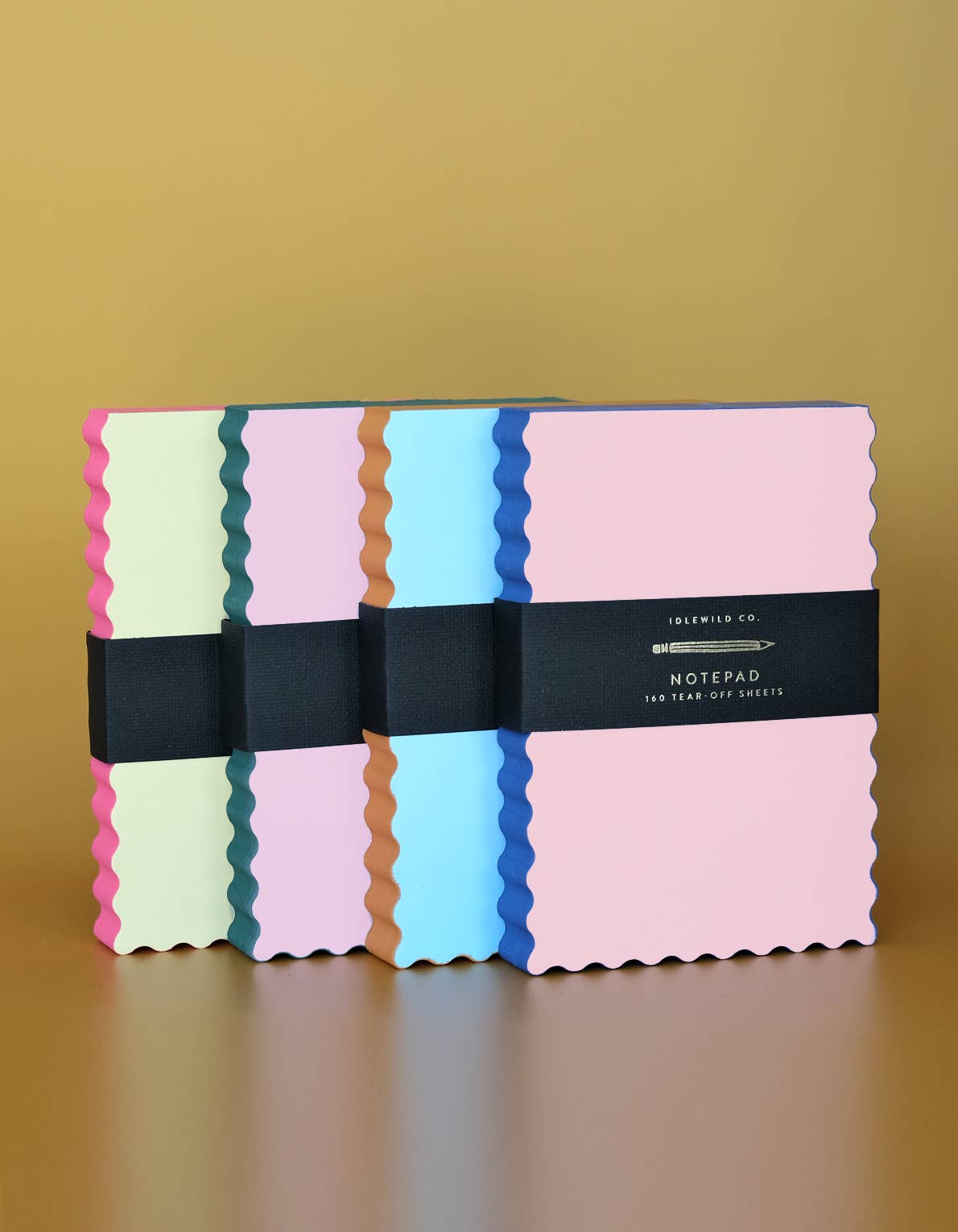 Mini Wave Shaped Notepad / Sky + Tangerine Edge