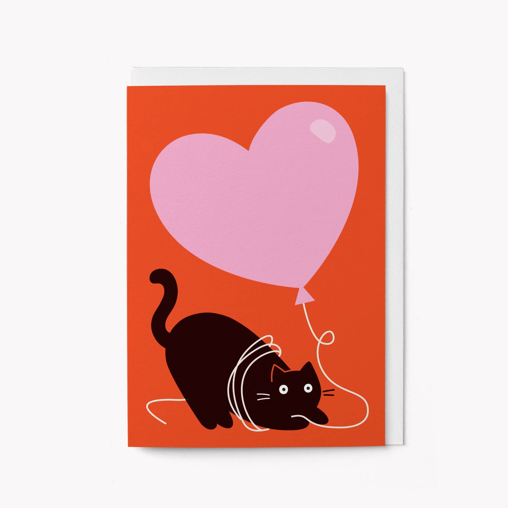 Cat and Heart Balloon Celebration Card