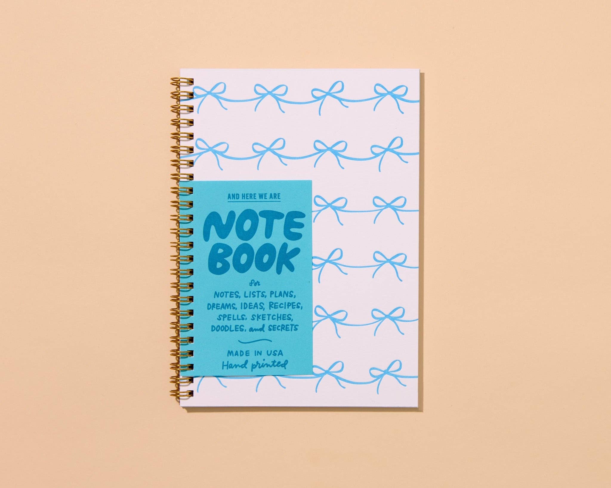 Letterpress A5 Spiral Notebook / Bows