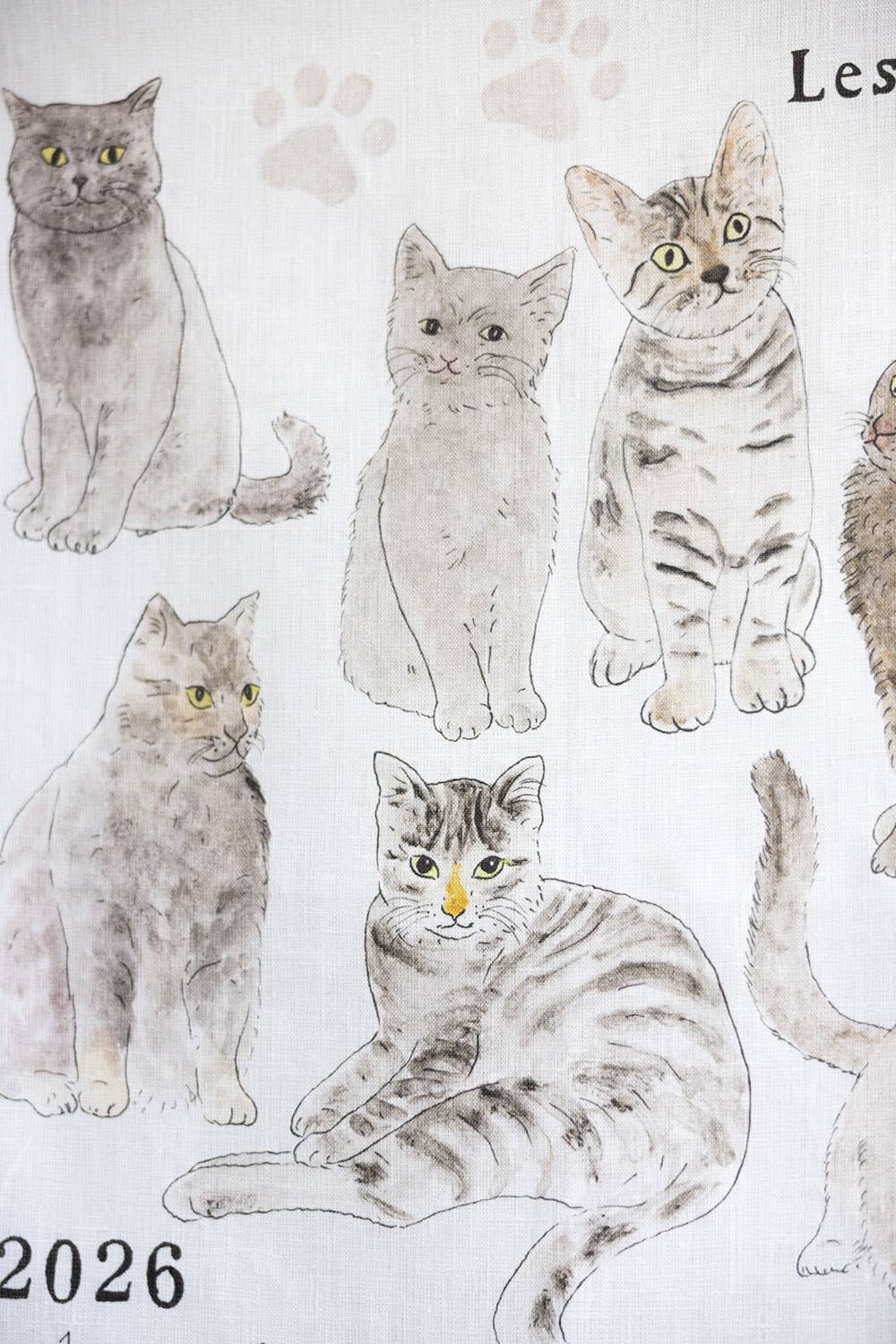 2026 Linen Calendar by Isabelle Boinoit / Gray Cats