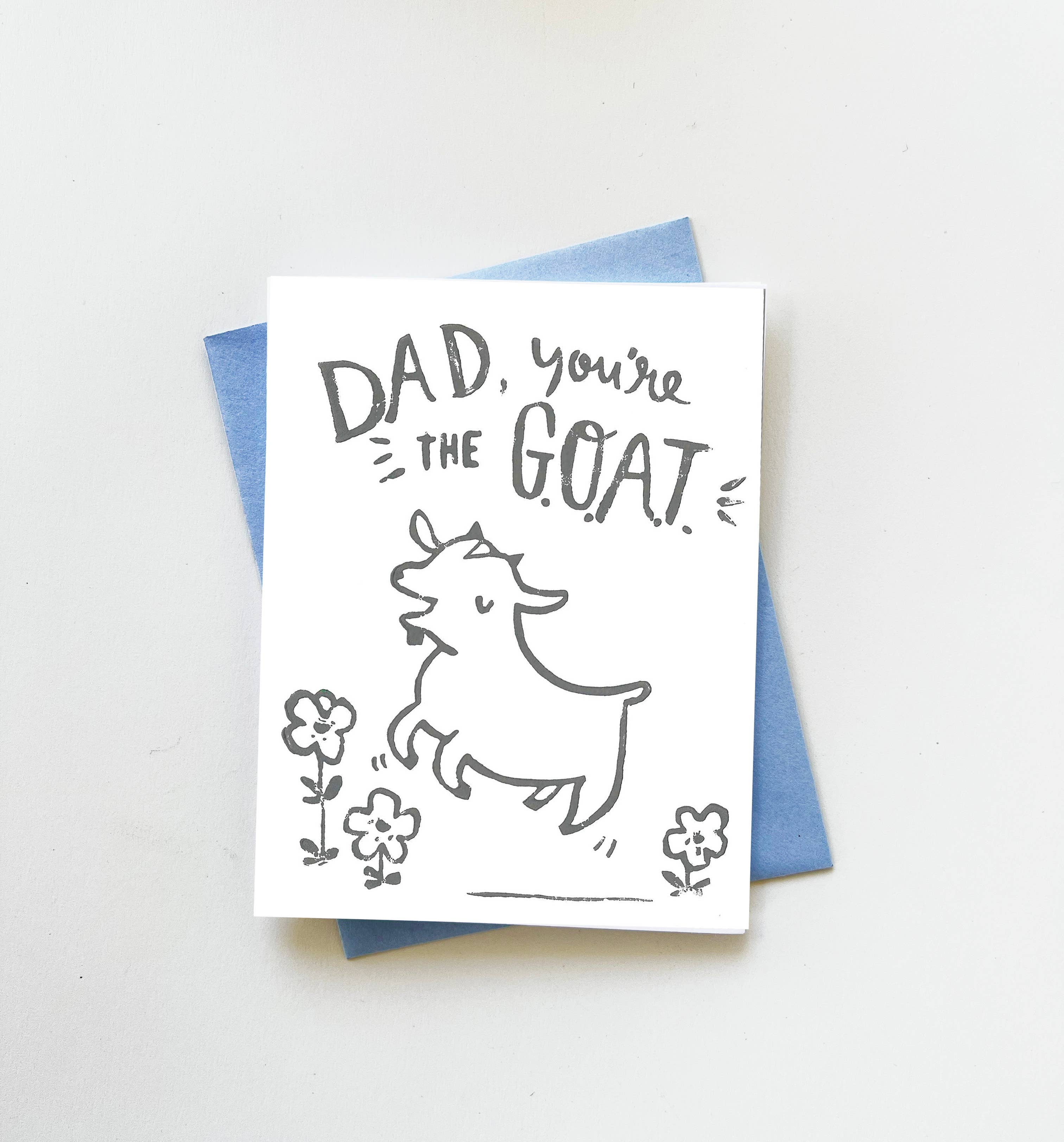 GOAT Dad block printed Father's Day Card