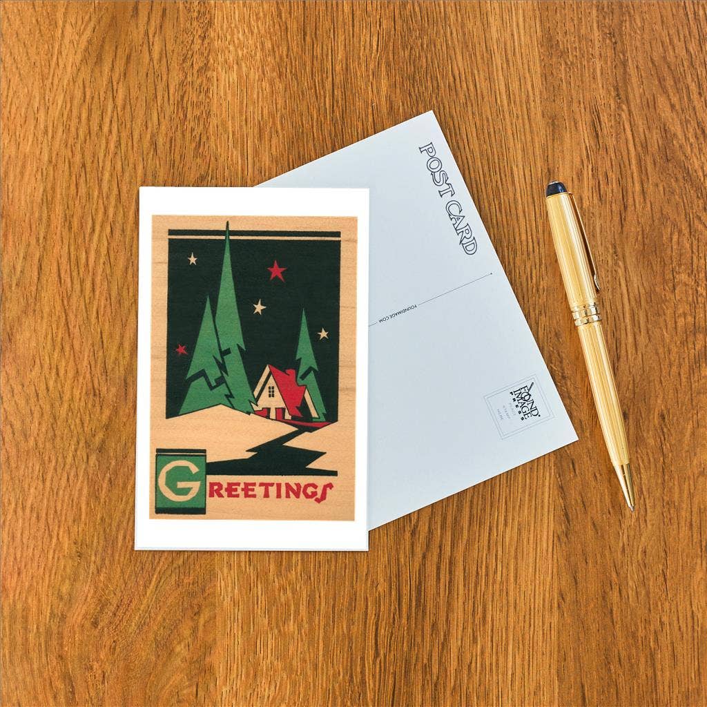 Christmas Greetings Under the Pines Postcard