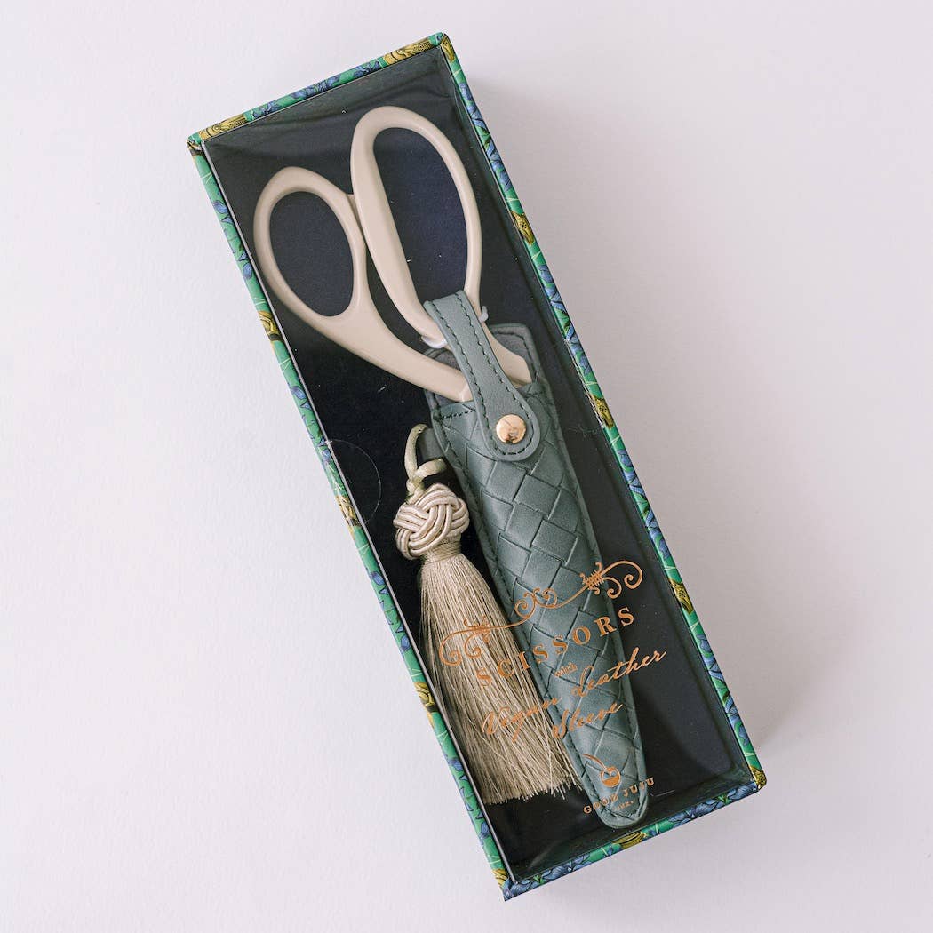 Ivory and Gold Heirloom Scissors with Case - Dusk Blue