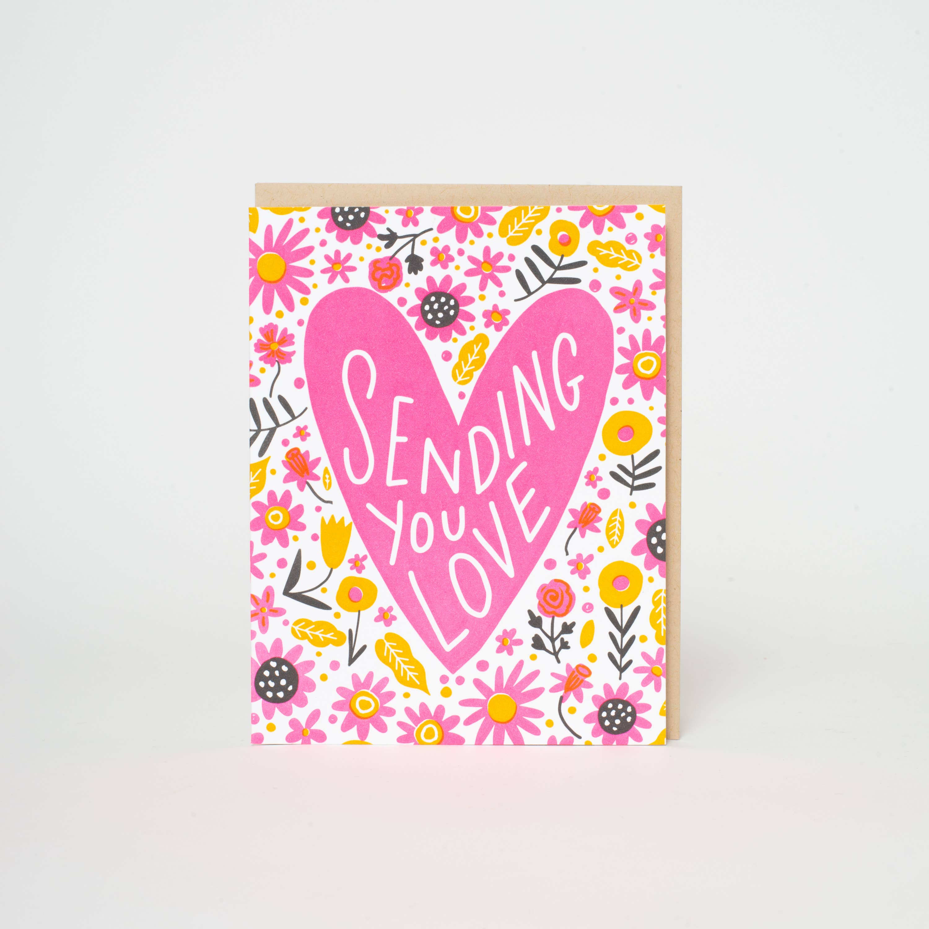 Sending Love Heart Letterpress Card