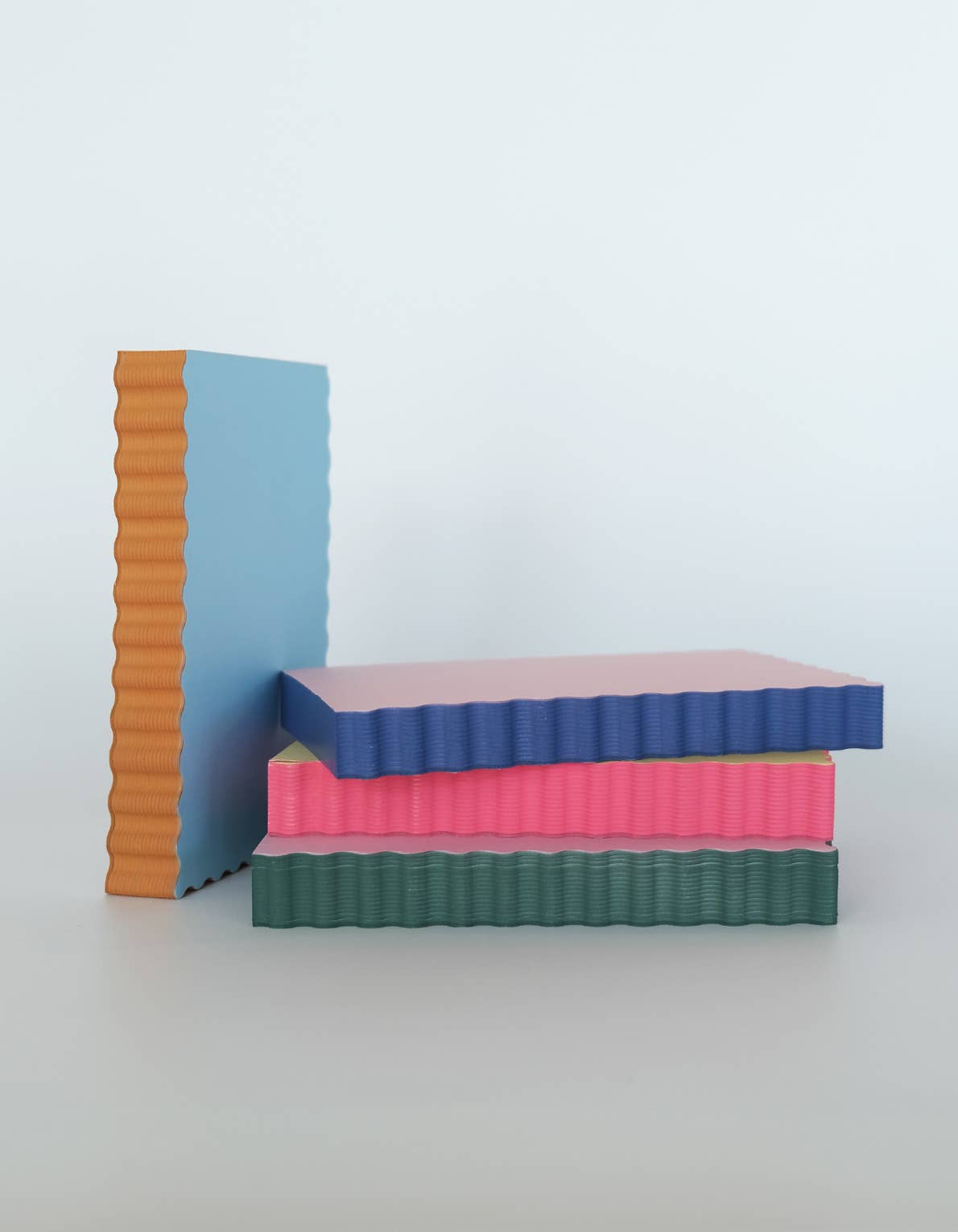 Mini Wave Shaped Notepad / Sky + Tangerine Edge