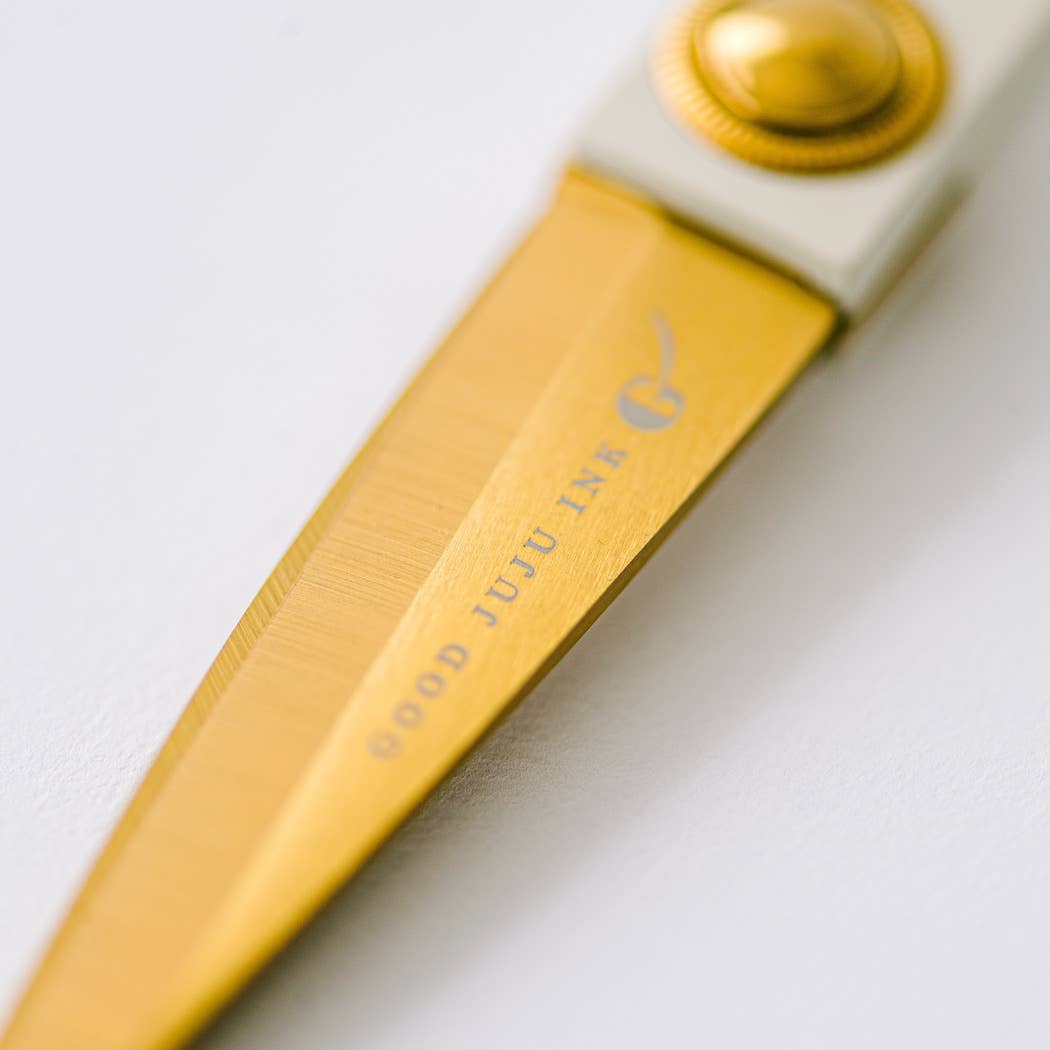 Ivory and Gold Heirloom Scissors with Case - Dusk Blue