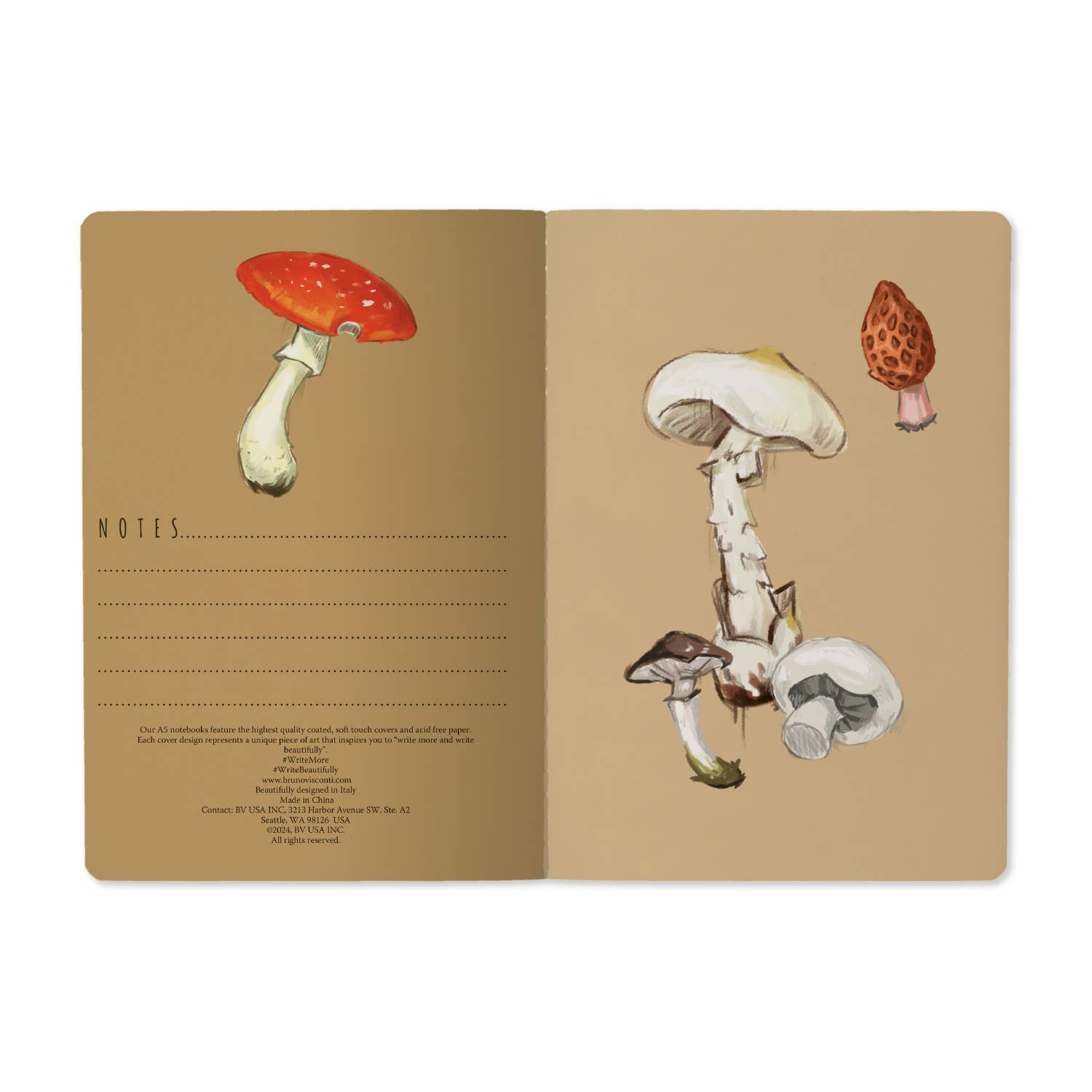 Mushroom Notebook / White