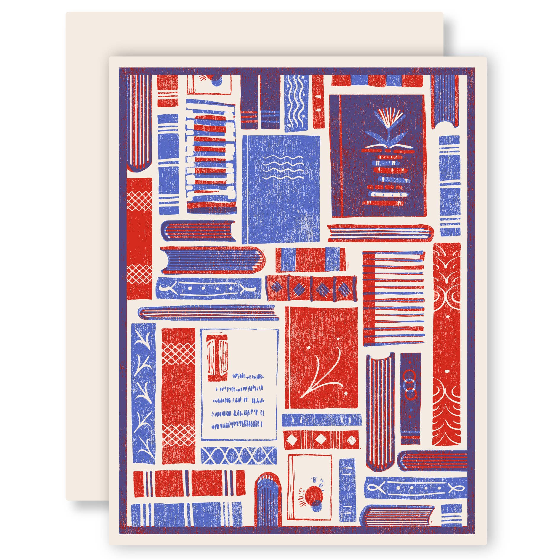 Book Lovers Red/Blue Letterpress Cards Set