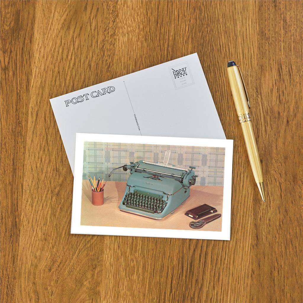 Manual Typewriter on Desk Postcard