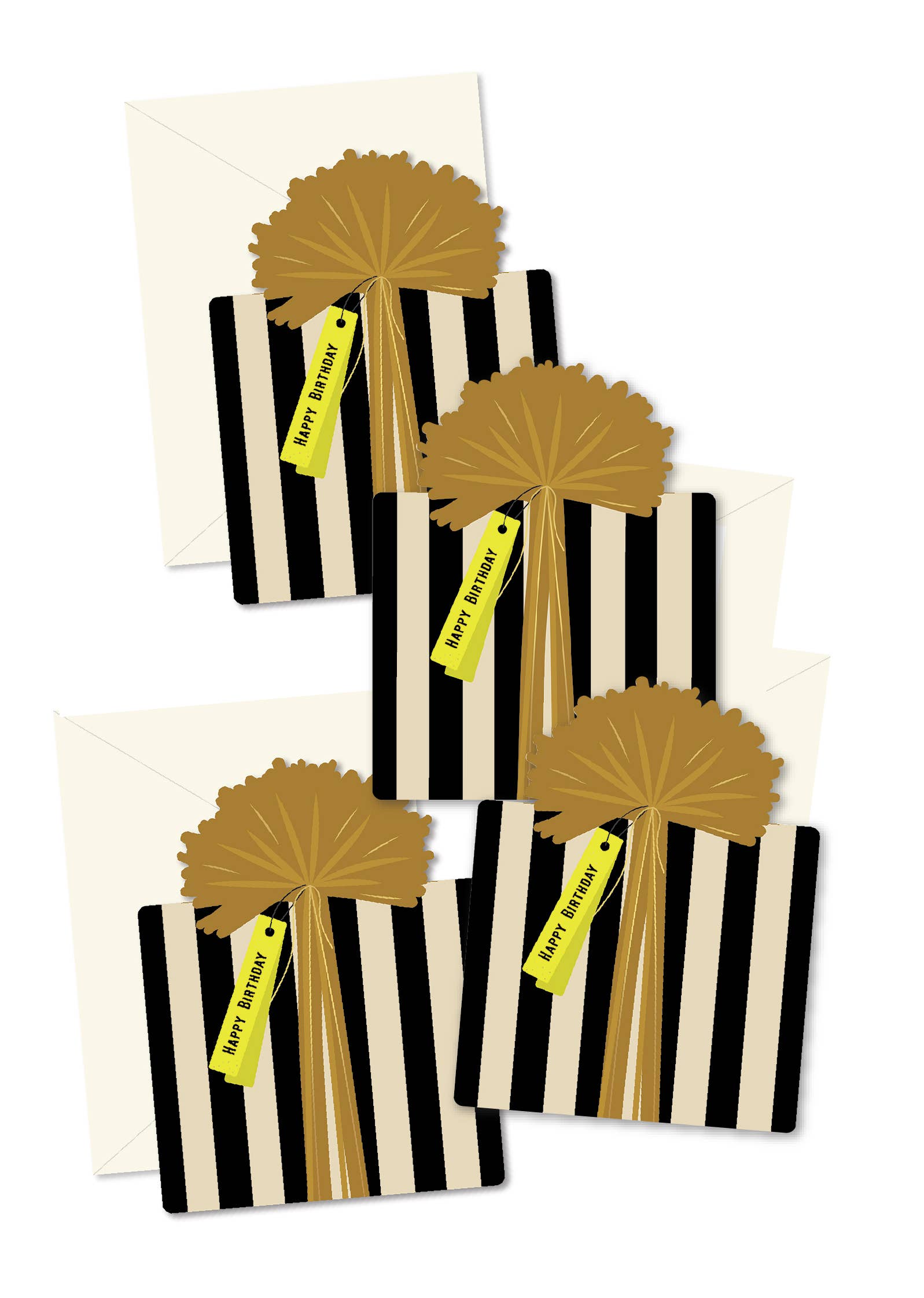 Black Stripe Birthday Gift die-cut Cards Boxed Set