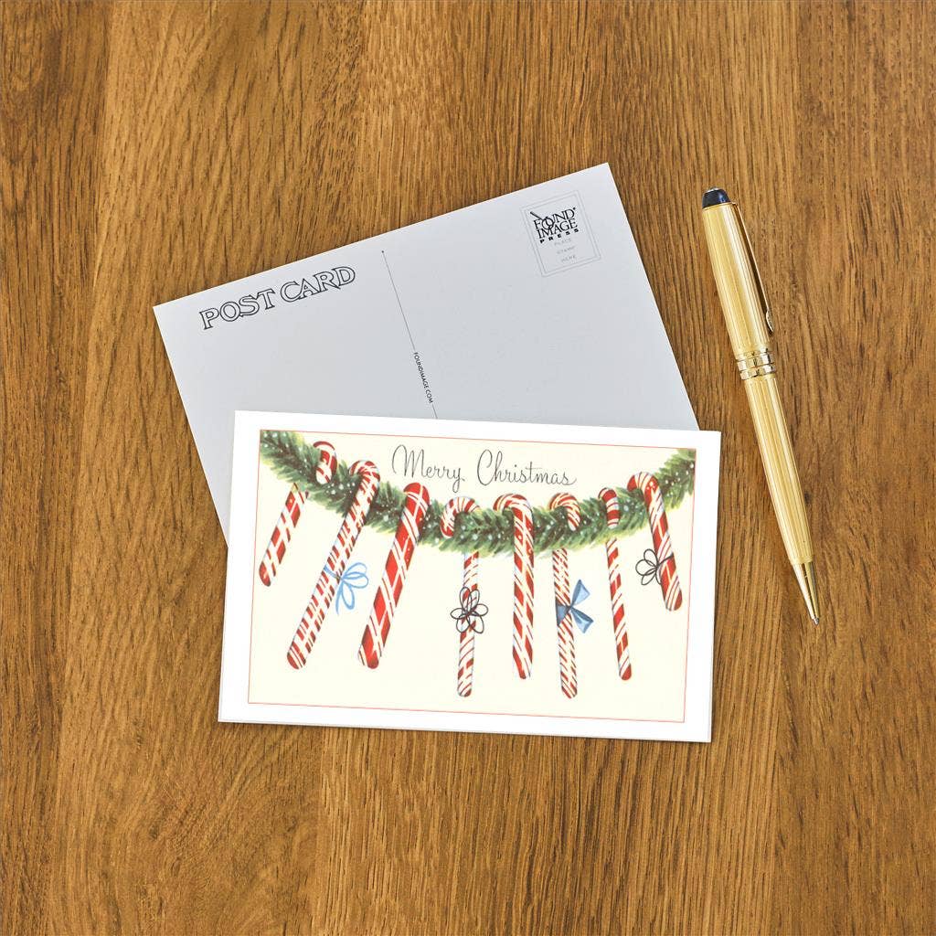 Candy Canes Christmas Postcard