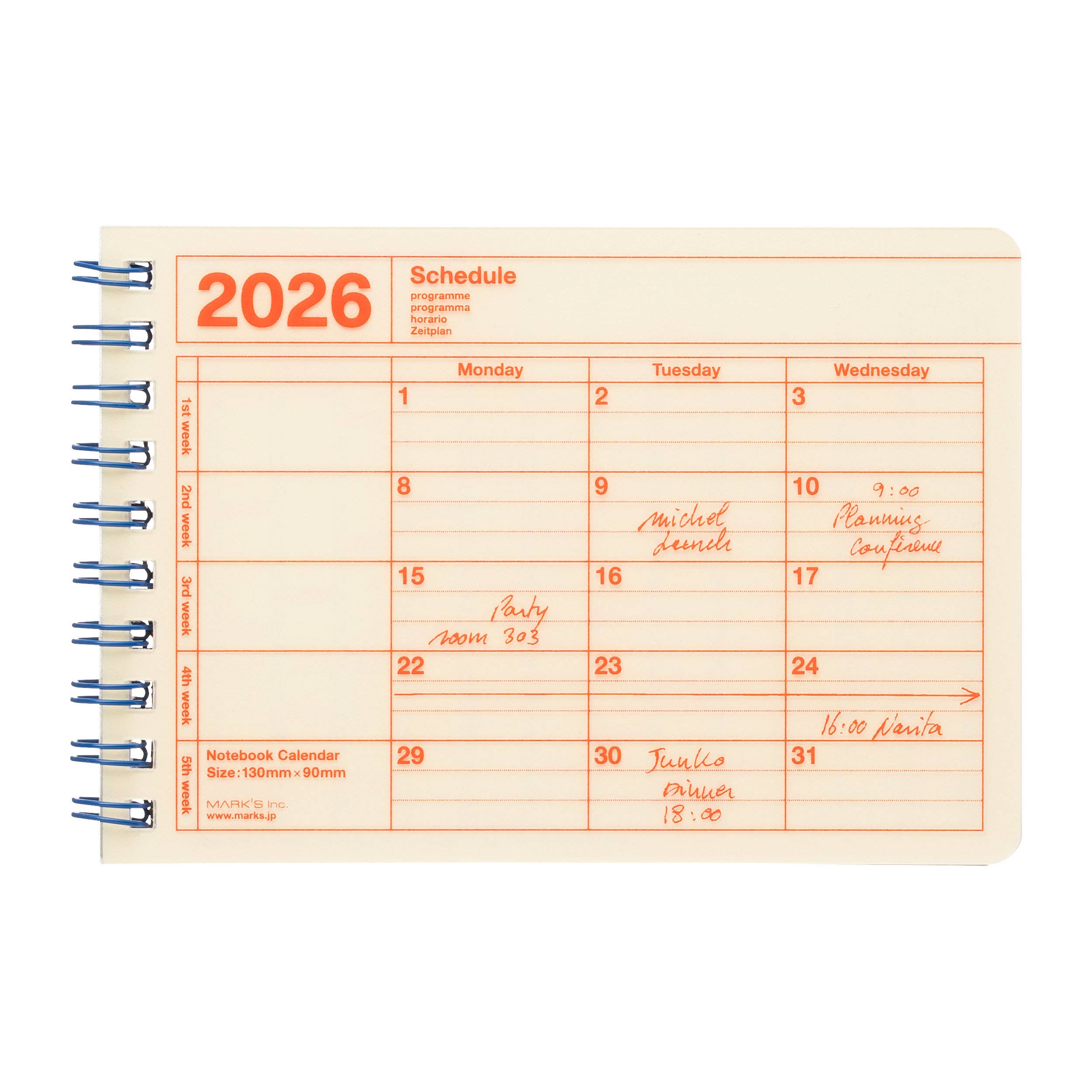 Mark Style Notebook Calendar 2026 / B7 / Ivory