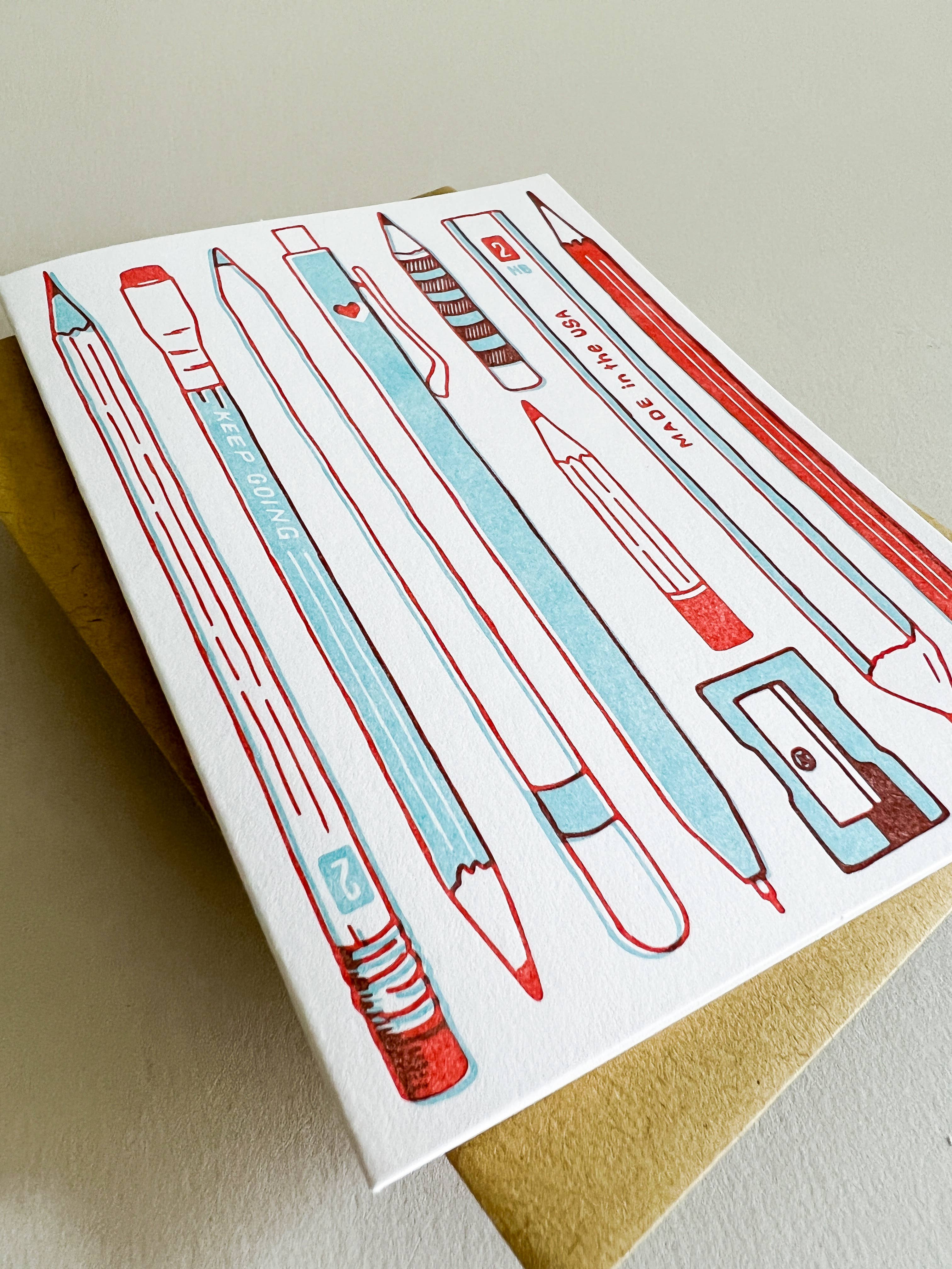 Pencil Collection Letterpress Card