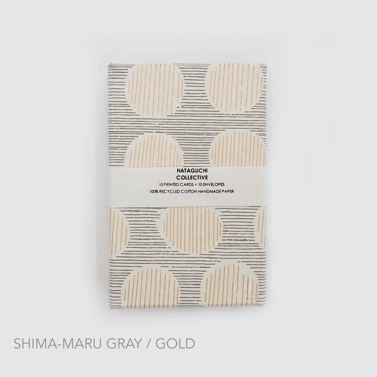 Handmade Greeting Card Set in Box / Shima-Maru Grey & Gold