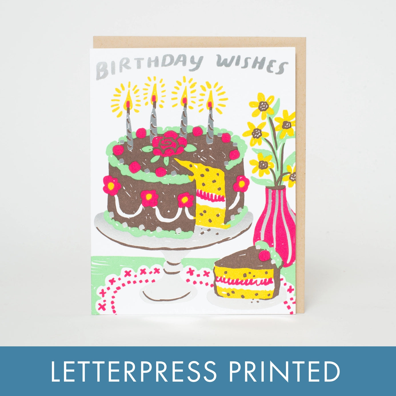 Birthday Cake Wishes Letterpress Card