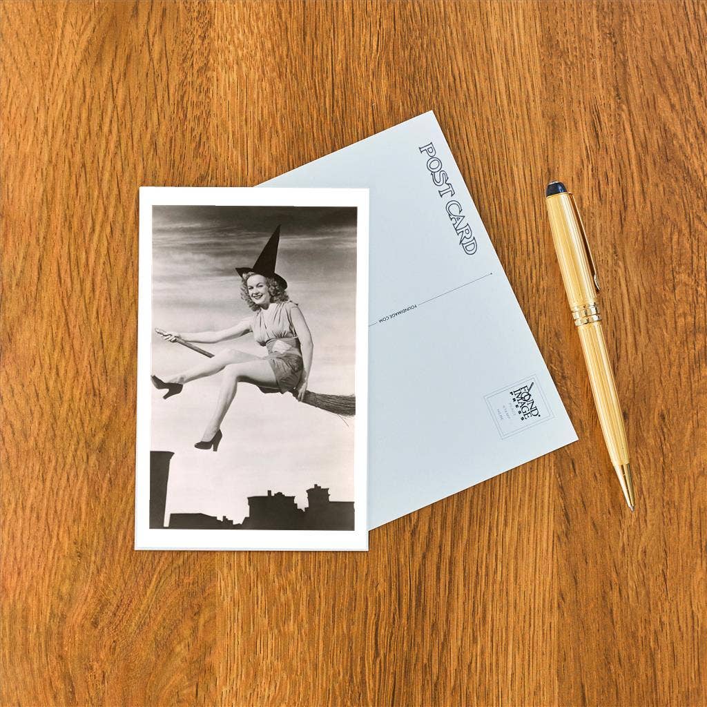 Woman on Broomstick Postcard