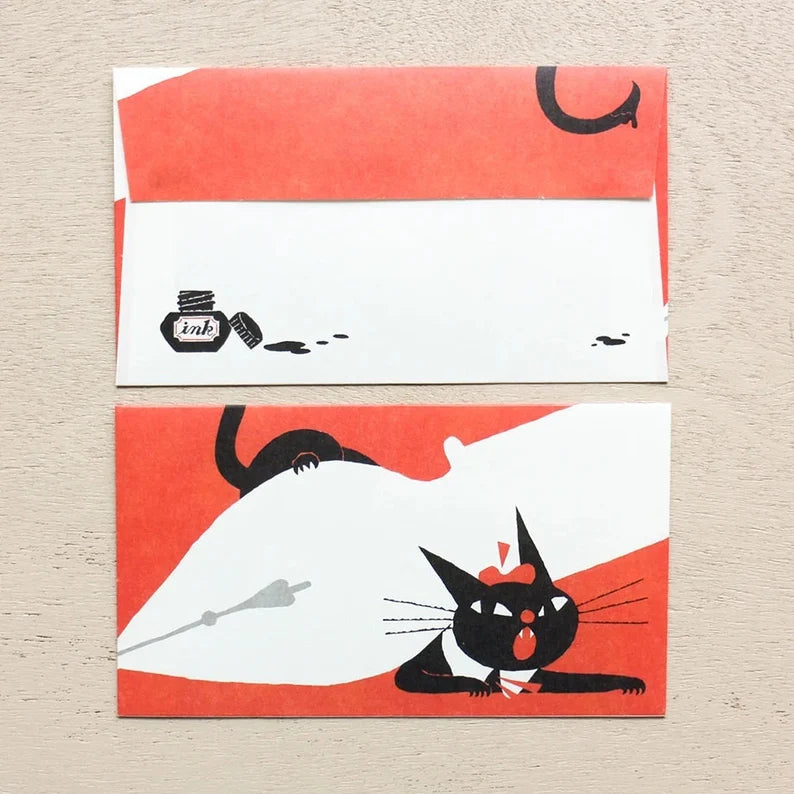 Robin the black cat Letter Set / "Stationery"
