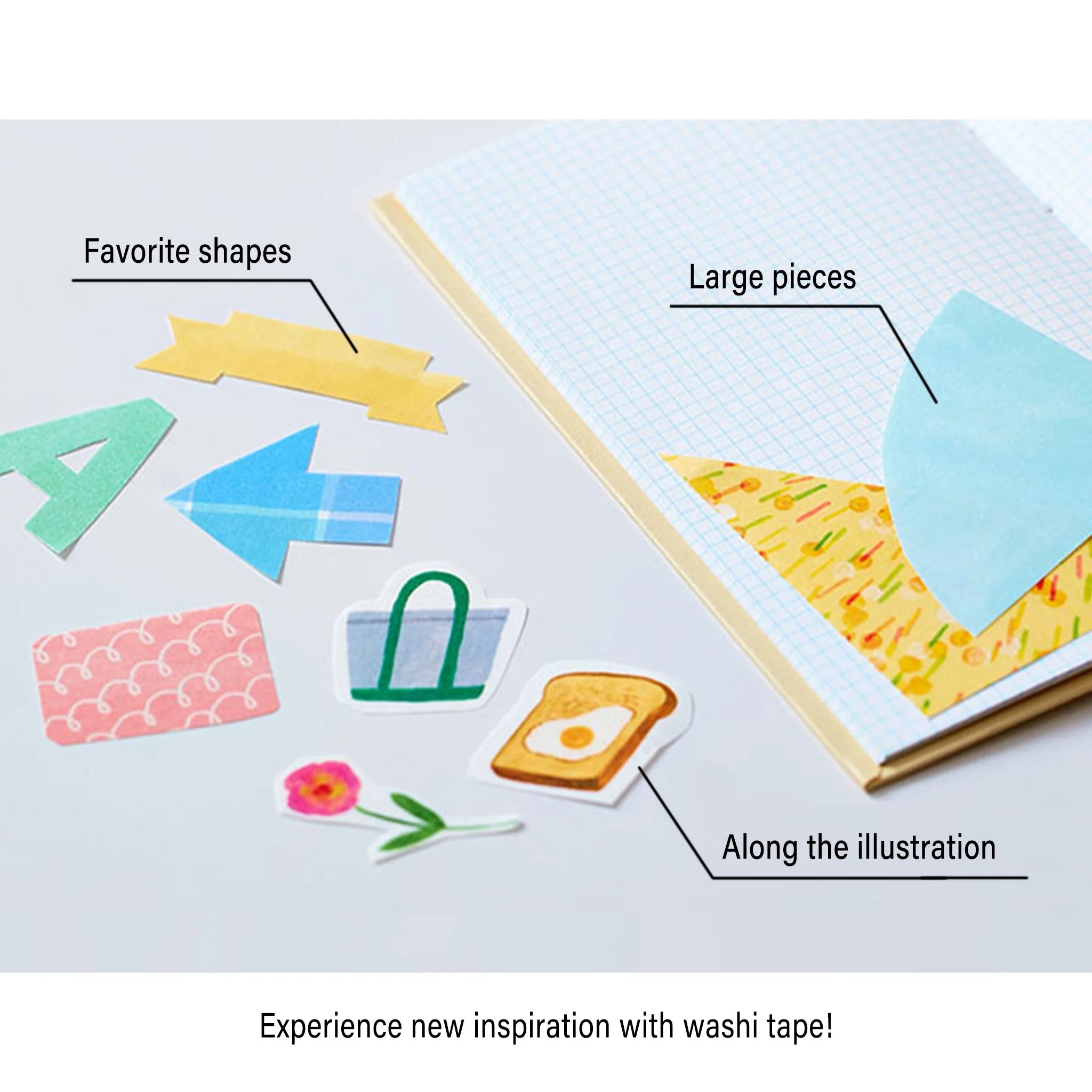 Free Cut Masking Tape Book / Solid Colors / A5 Size