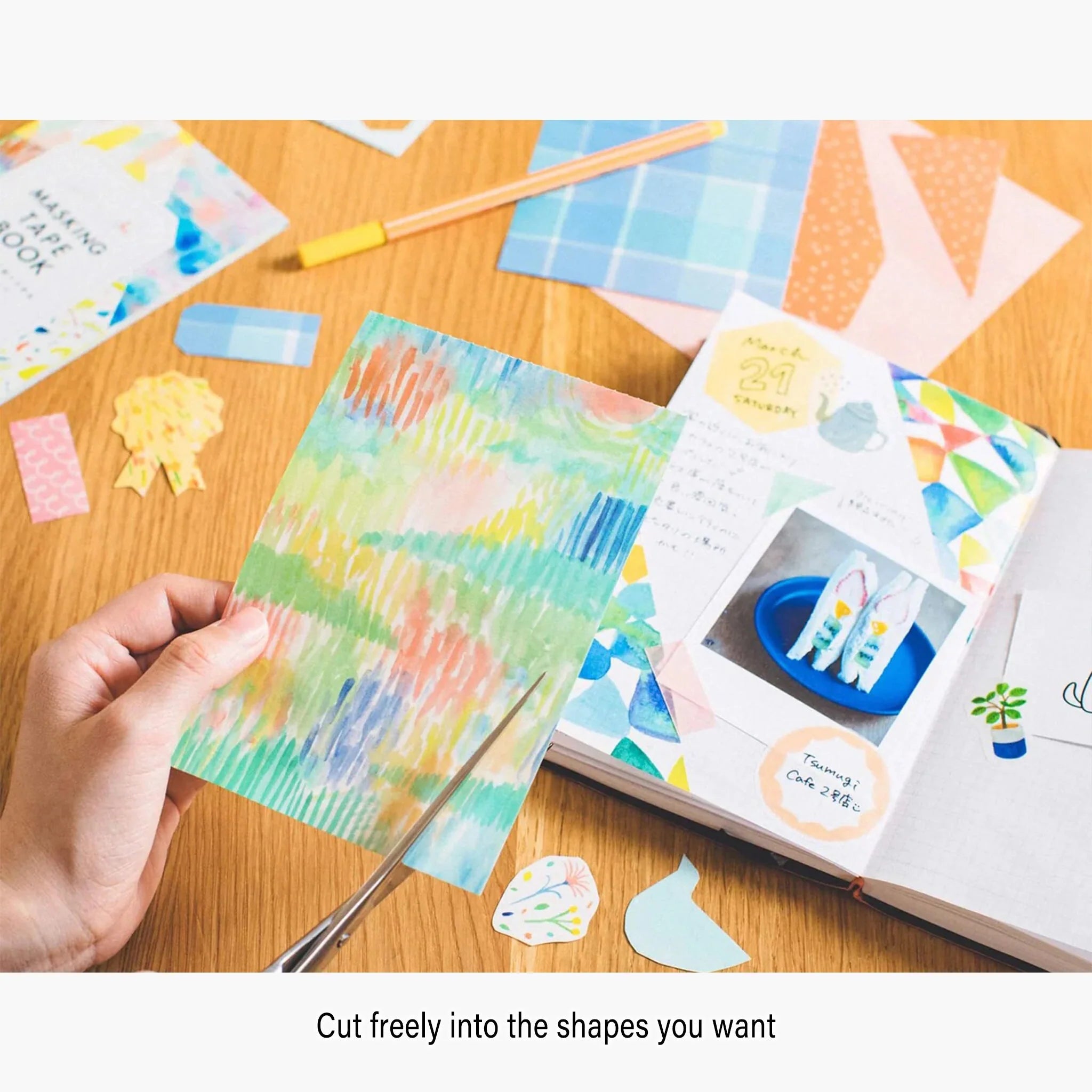 Free Cut Masking Tape Book / Solid Colors / A5 Size
