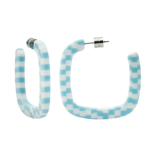 Midi Square Hoops / Sky Checker