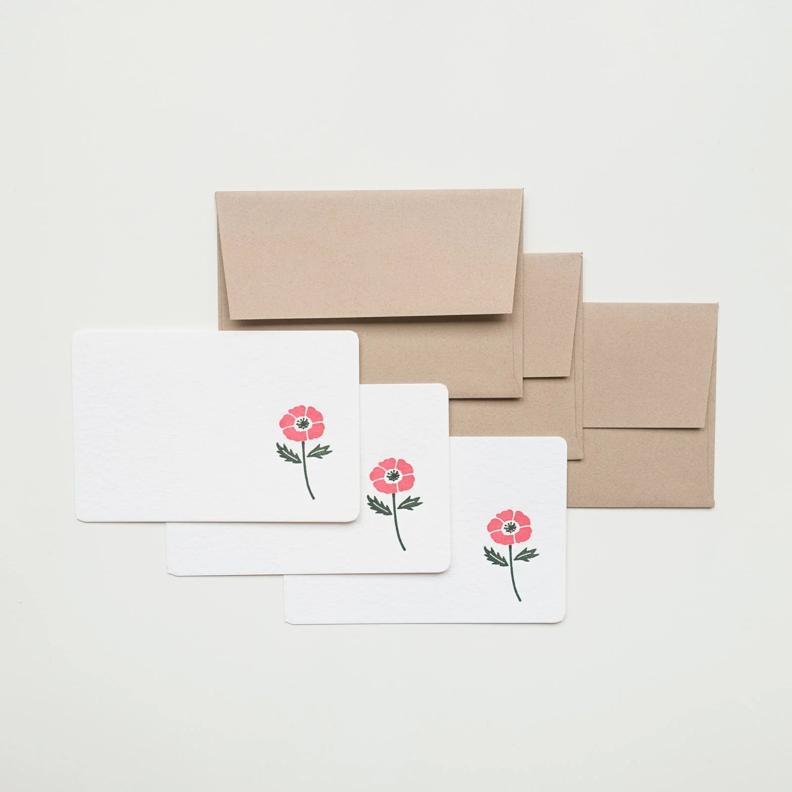 Letterpress Floral Mini Card Set / Anemone
