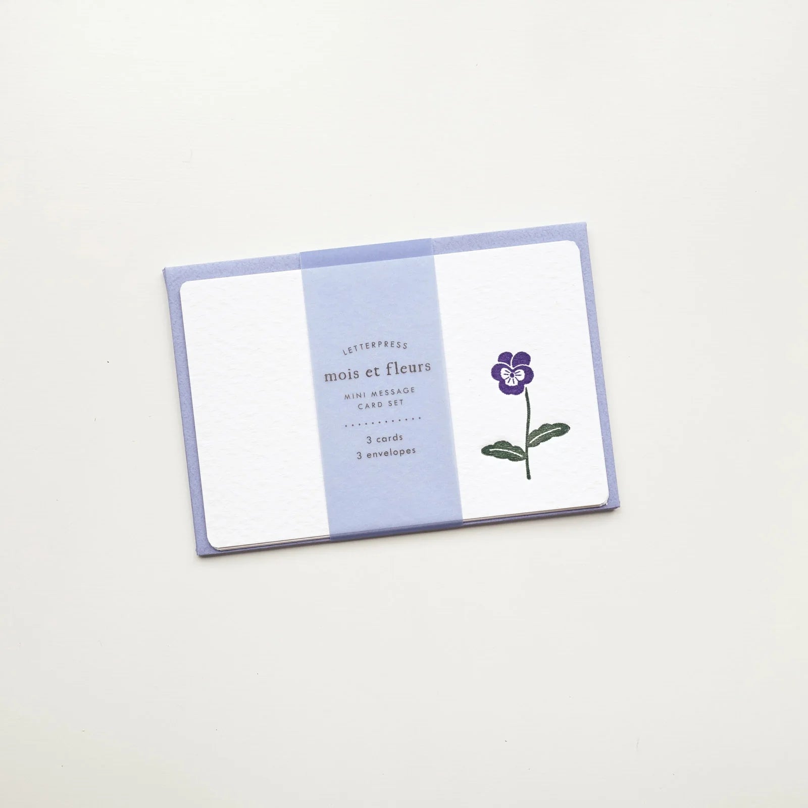 Letterpress Floral Mini Card Set / Viola