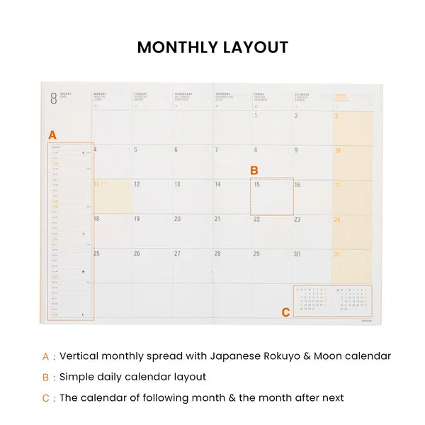 Hightide 2027 Monthly Diary / Papillon B6 / Gray