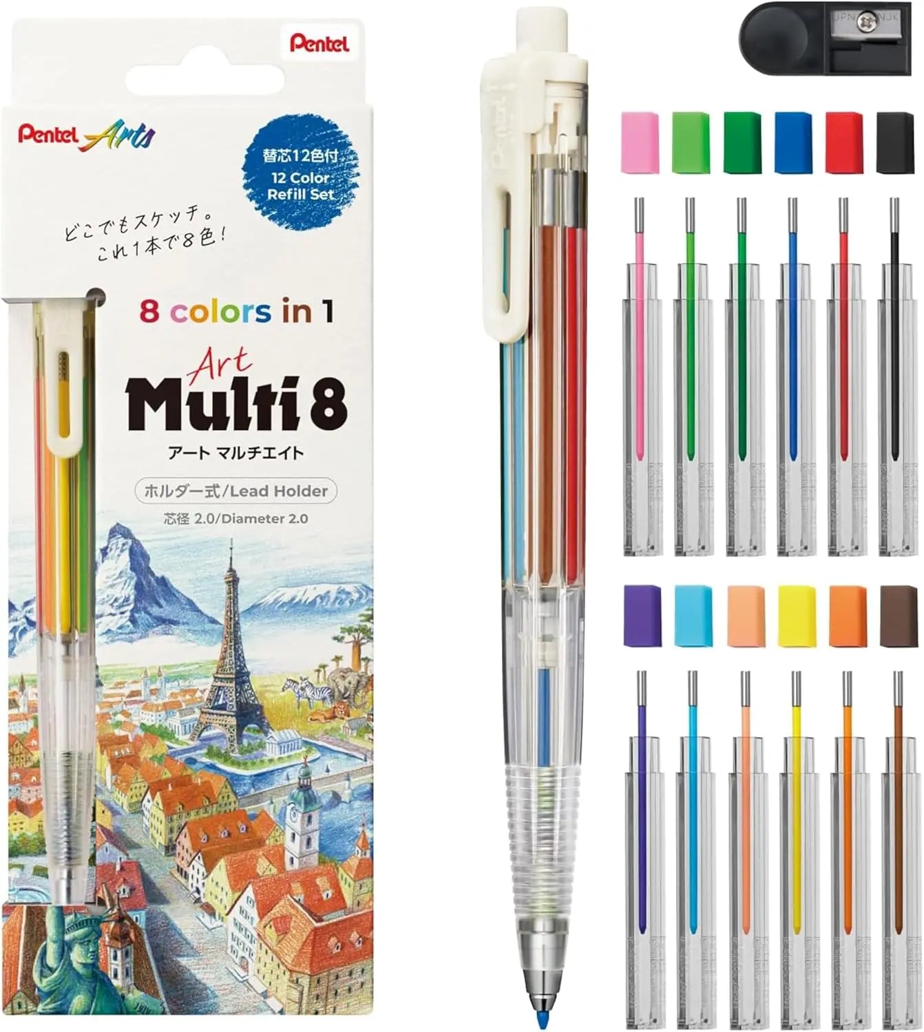 Pentel Art Multi 8 Mechanical Colored Pencil with Refills
