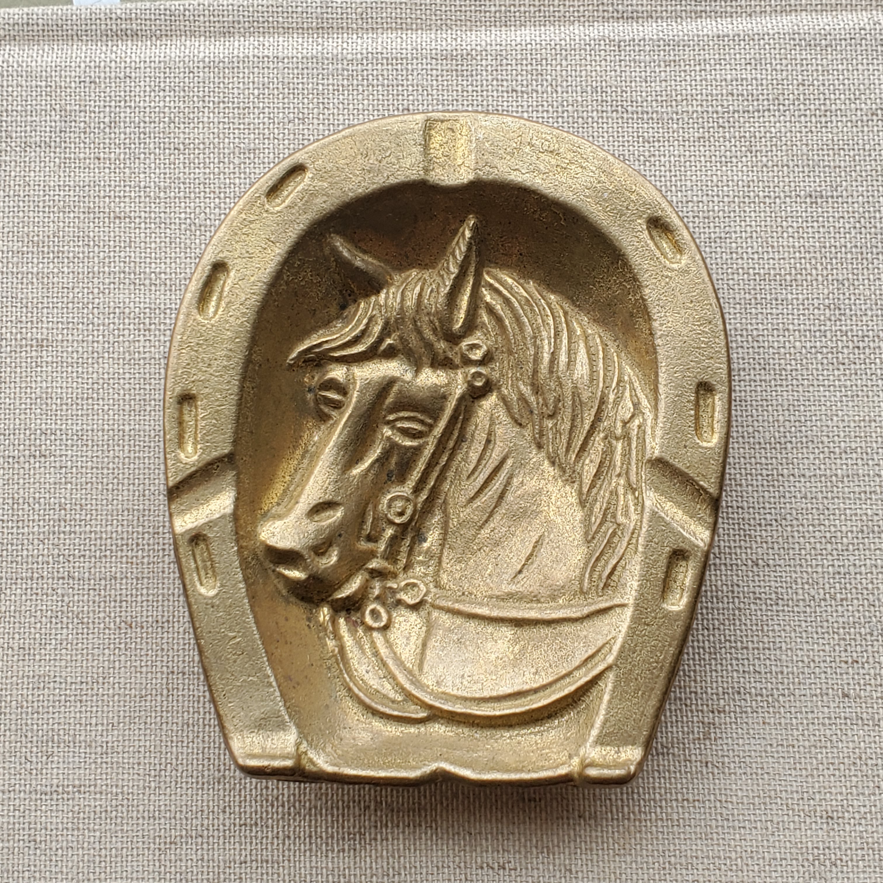 Vintage Brass Horse Ashtray