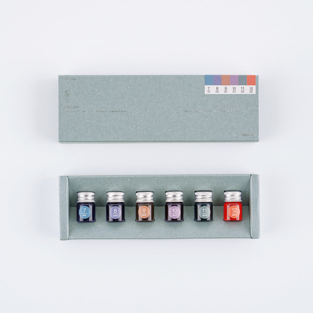 Hobonichi Techo / Kakimori x TSUKI no IRO: Mini Ink Bottle Set (Jul-Dec)