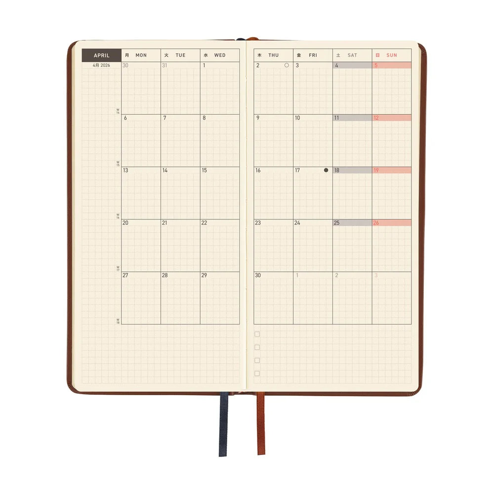 Hobonichi Techo 2026 Weeks / Leather / Wine Brown