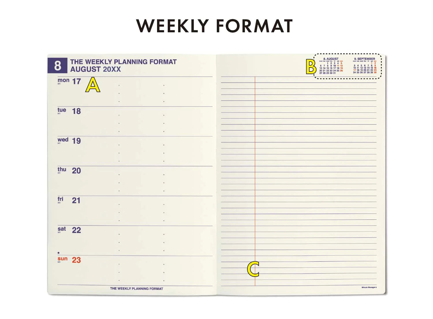 2024 Weekly Minute Manager Planner / Black