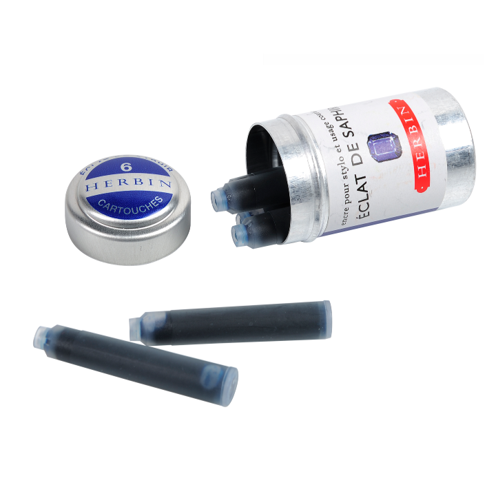Herbin Fountain Pen Ink Cartridges / Tin of 6 / Various colors